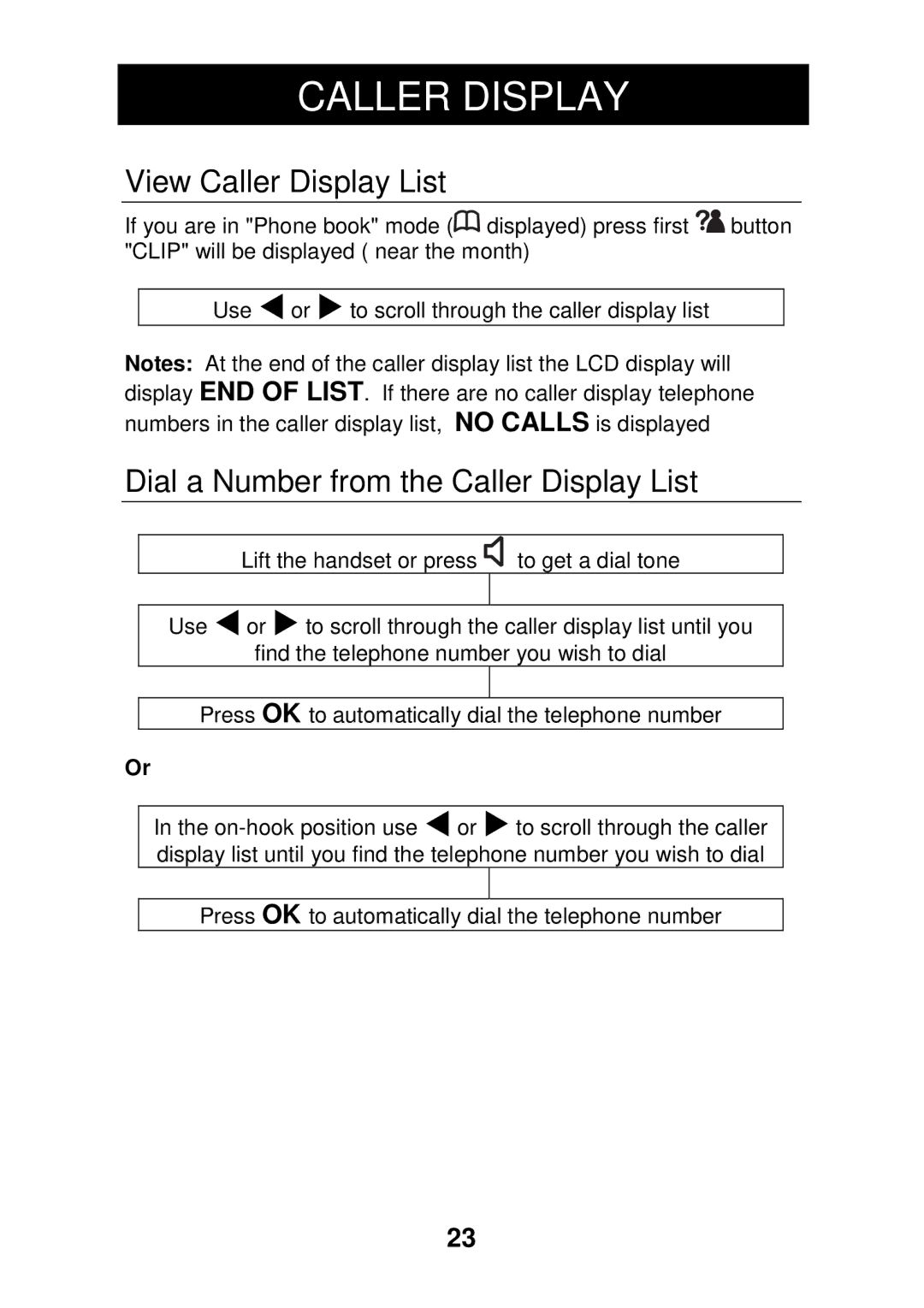 Geemarc CL330 manual View Caller Display List, Dial a Number from the Caller Display List 