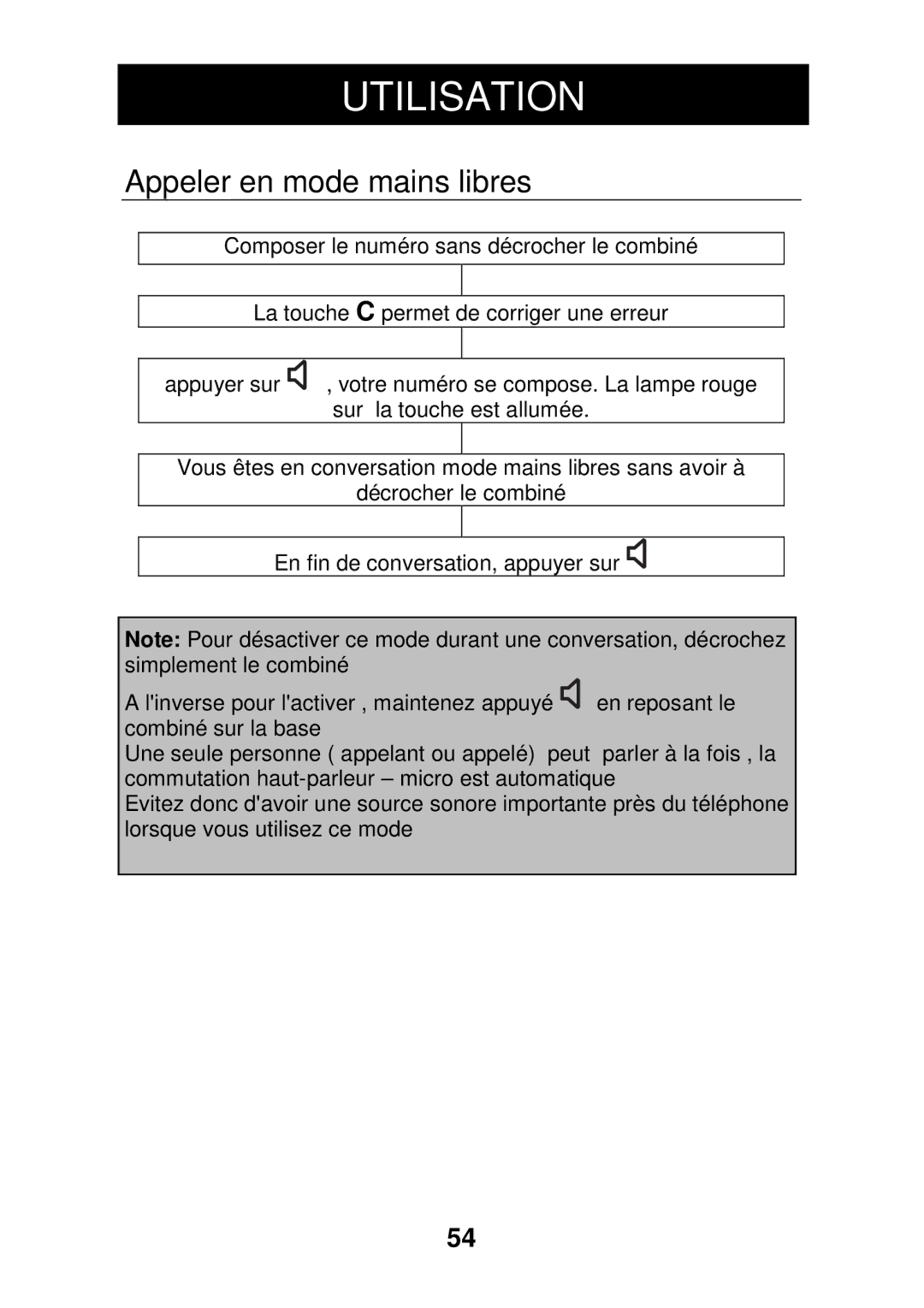 Geemarc CL330 manual Appeler en mode mains libres 