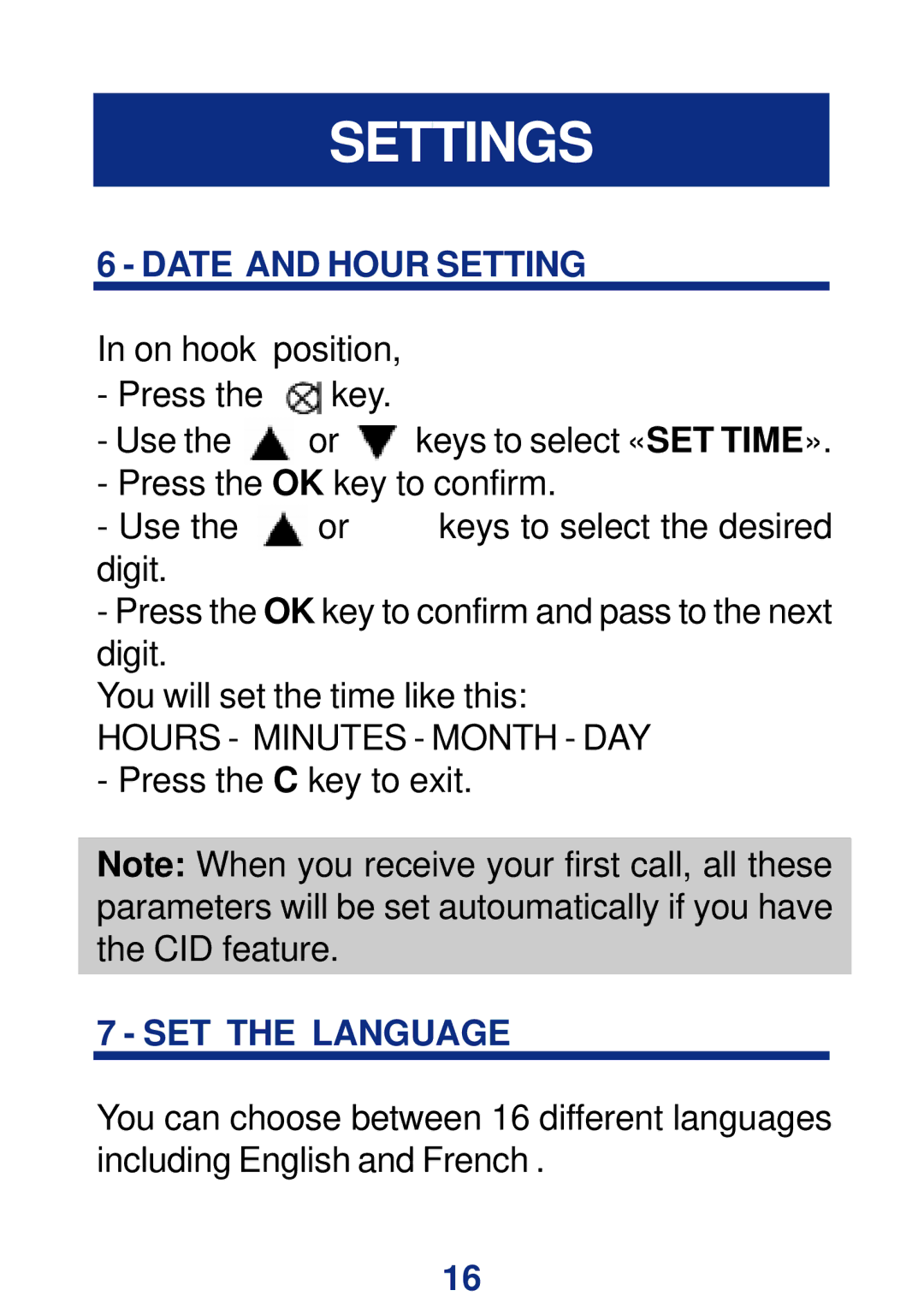 Geemarc CL400 manual Date and Hour Setting, SET the Language 