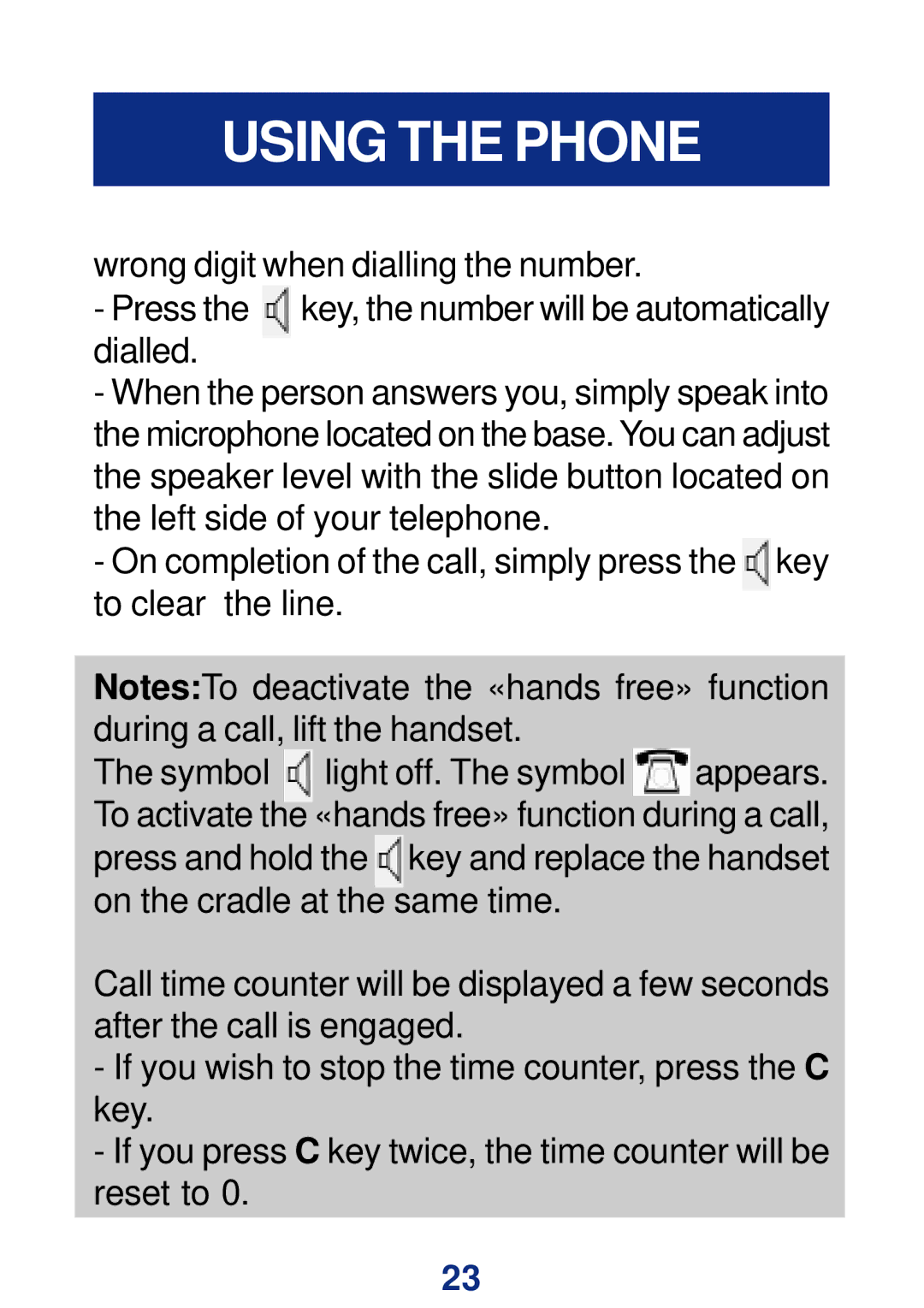 Geemarc CL400 manual Using the Phone 