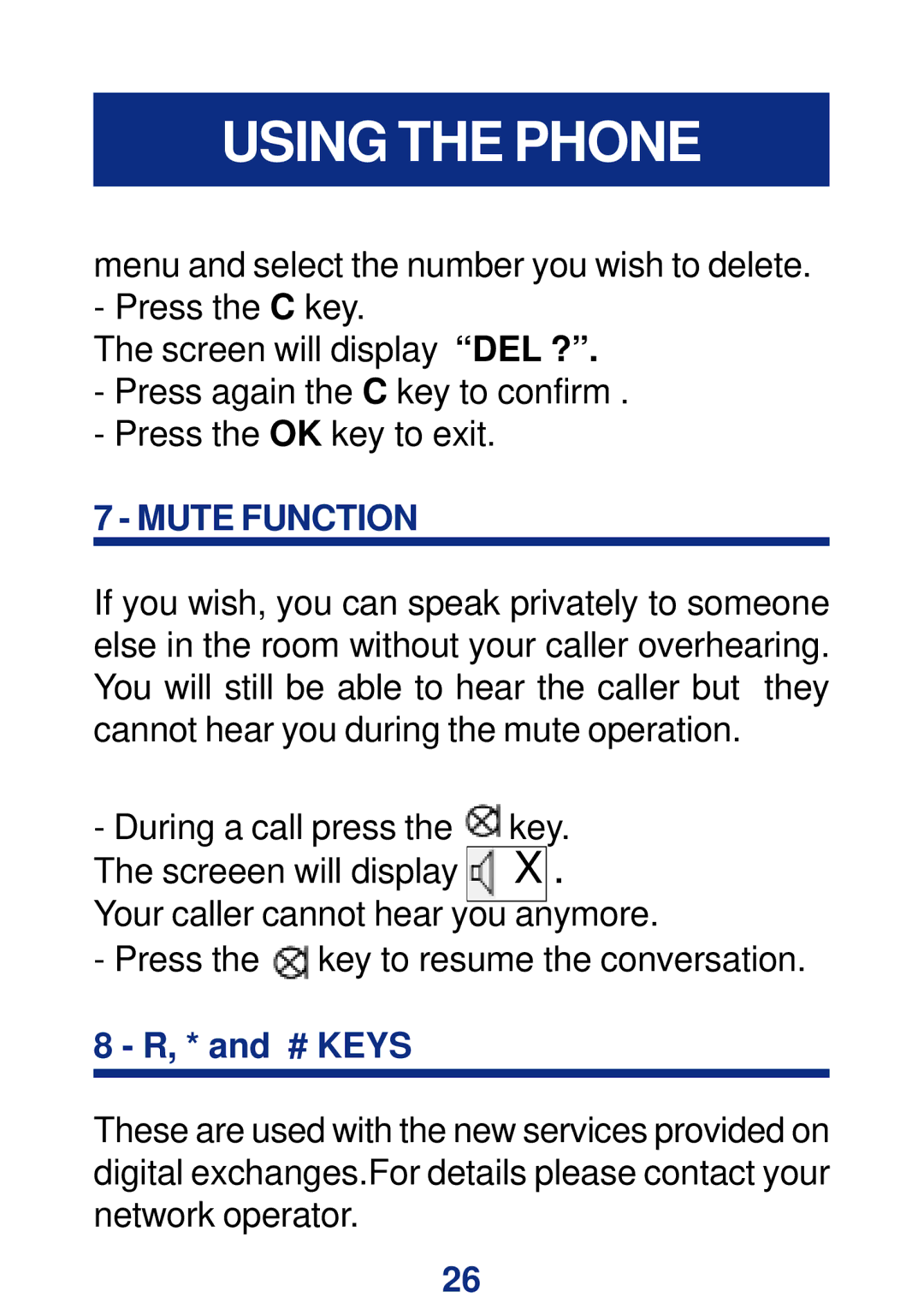 Geemarc CL400 manual Mute Function, # Keys 