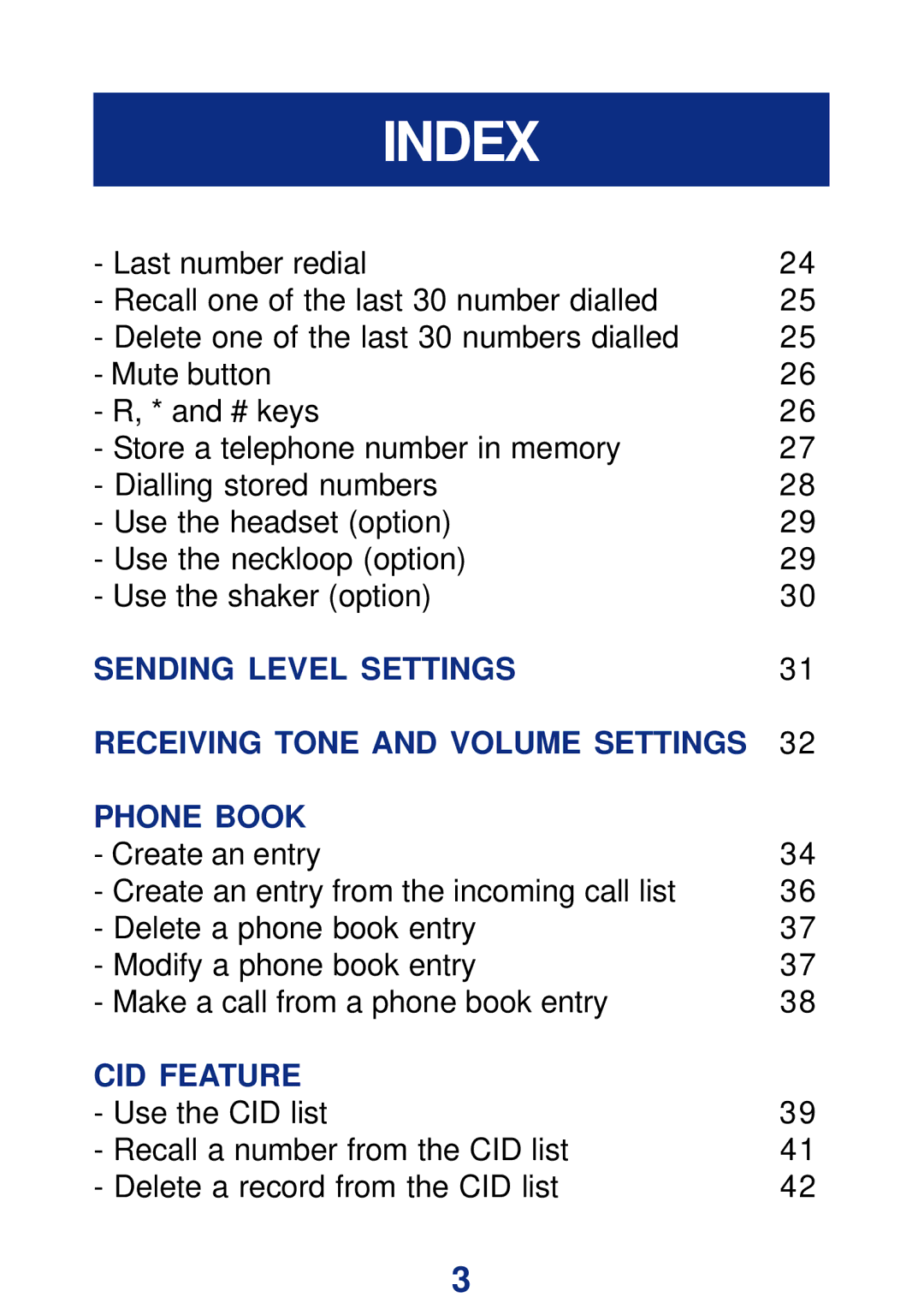 Geemarc CL400 manual CID Feature 