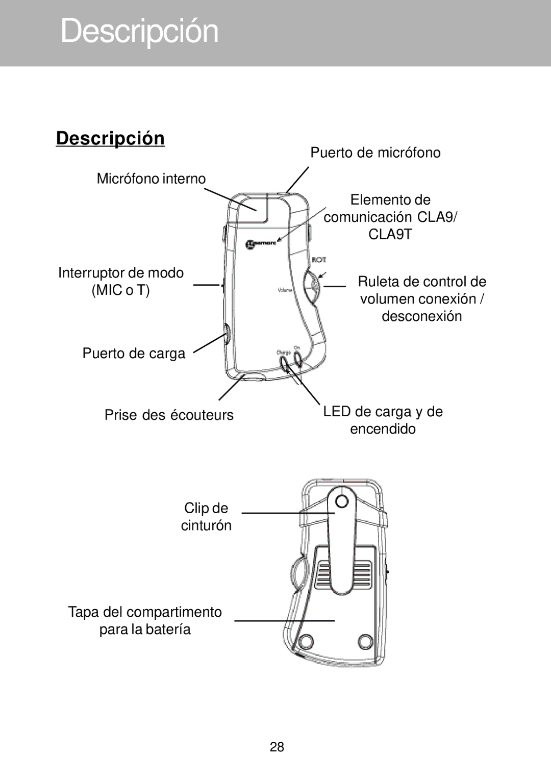 Geemarc CLA9T manual Descripción 