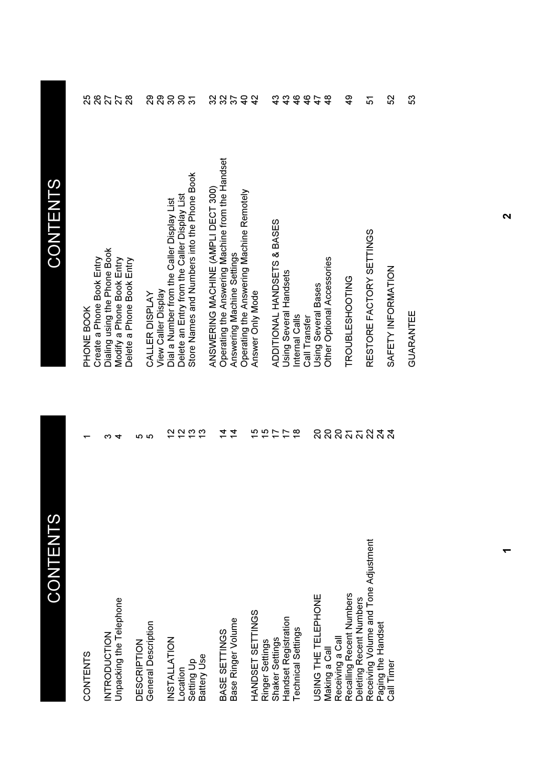 Geemarc Dect 150, Dect 300 manual Contents 