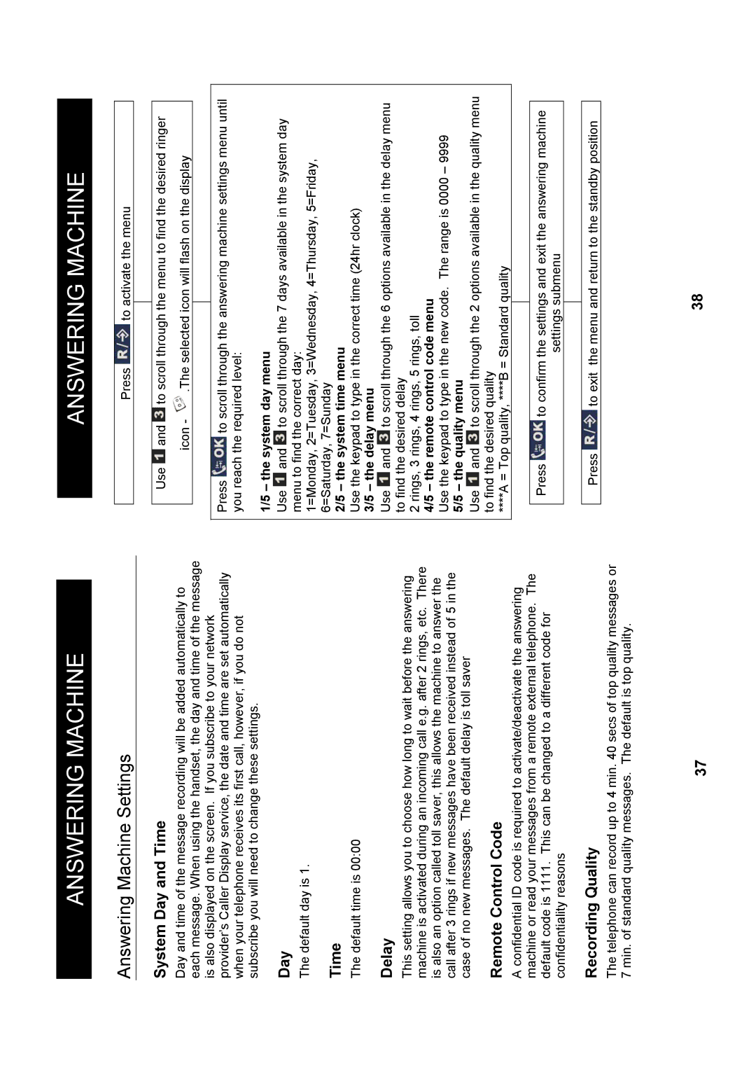 Geemarc Dect 150, Dect 300 manual Answering Machine Settings 