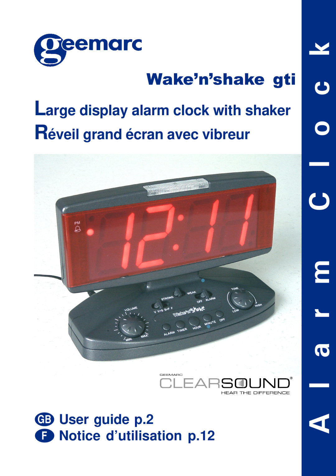 Geemarc Large Display Alarm Clock manual O c k Alarm 