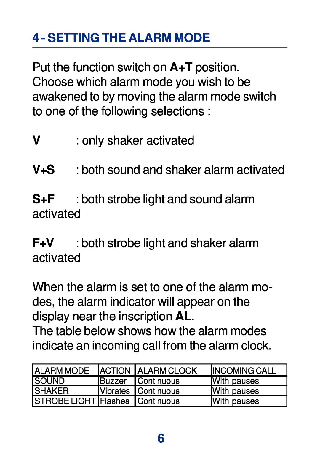 Geemarc Large Display Alarm Clock manual Setting The Alarm Mode 