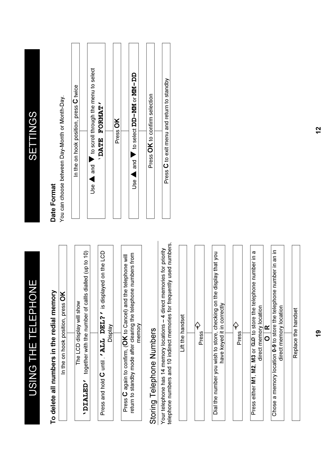 Geemarc Madrid manual Storing Telephone Numbers, ‘Date Format’, To delete all numbers in the redial memory 