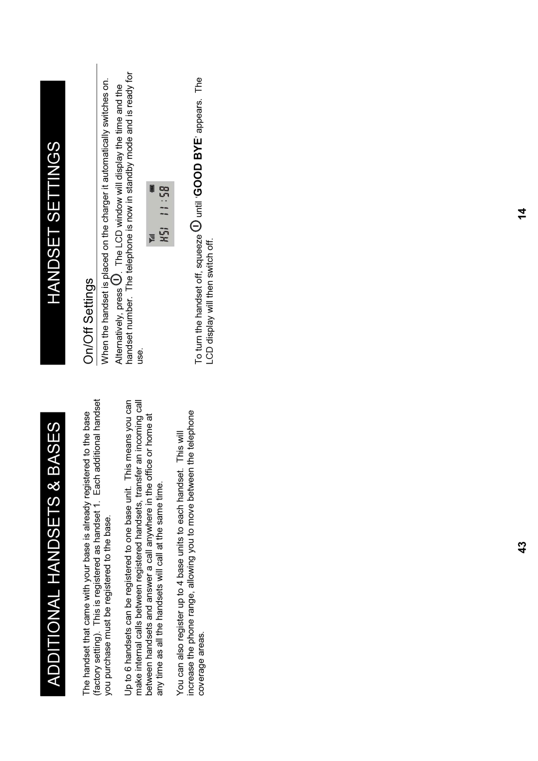 Geemarc MyDECT manual Handset Settings, On/Off Settings 