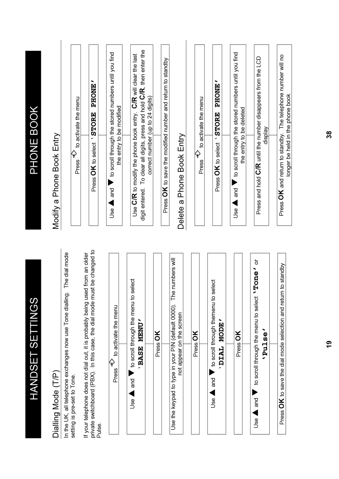 Geemarc MyDECT manual Dialling Mode T/P, ‘Dial Mode’, Modify a Phone Book Entry, Delete a Phone Book Entry 