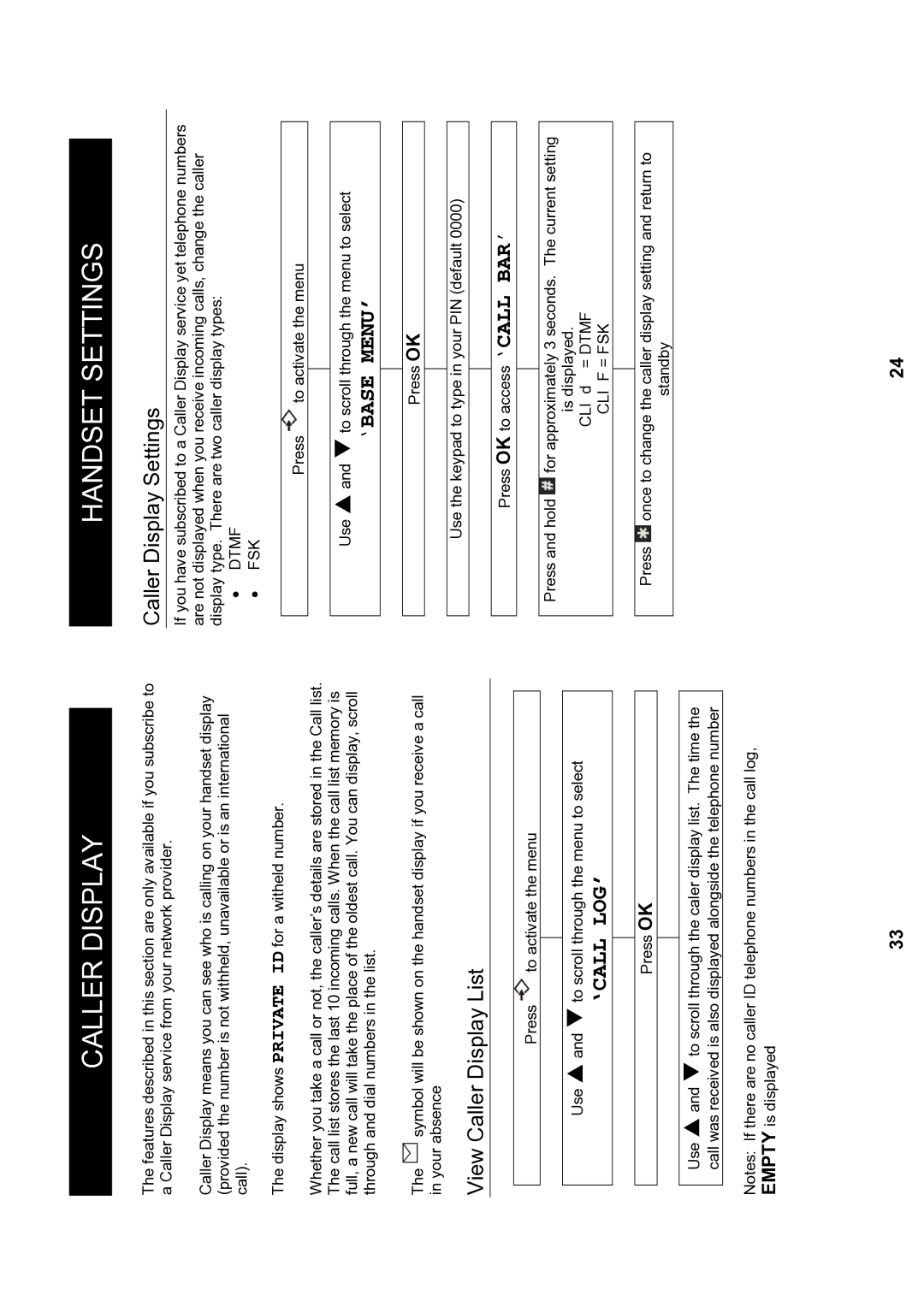 Geemarc MyDECT manual View Caller Display List, Caller Display Settings 