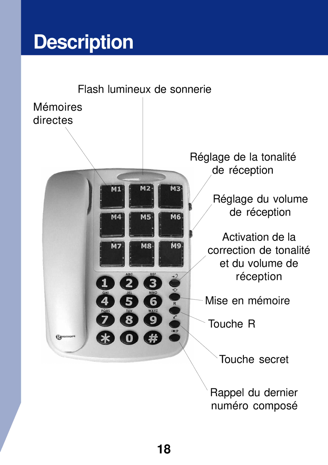 Geemarc PhotoPhone manual Description 