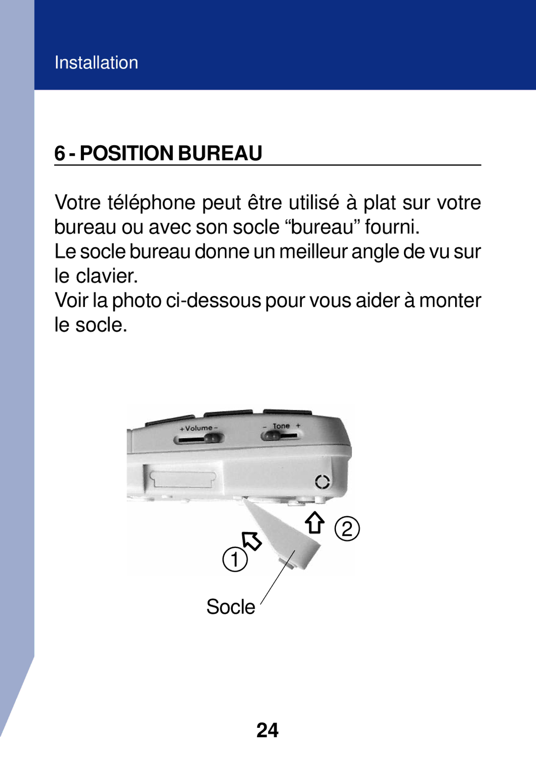 Geemarc PhotoPhone manual Position Bureau 