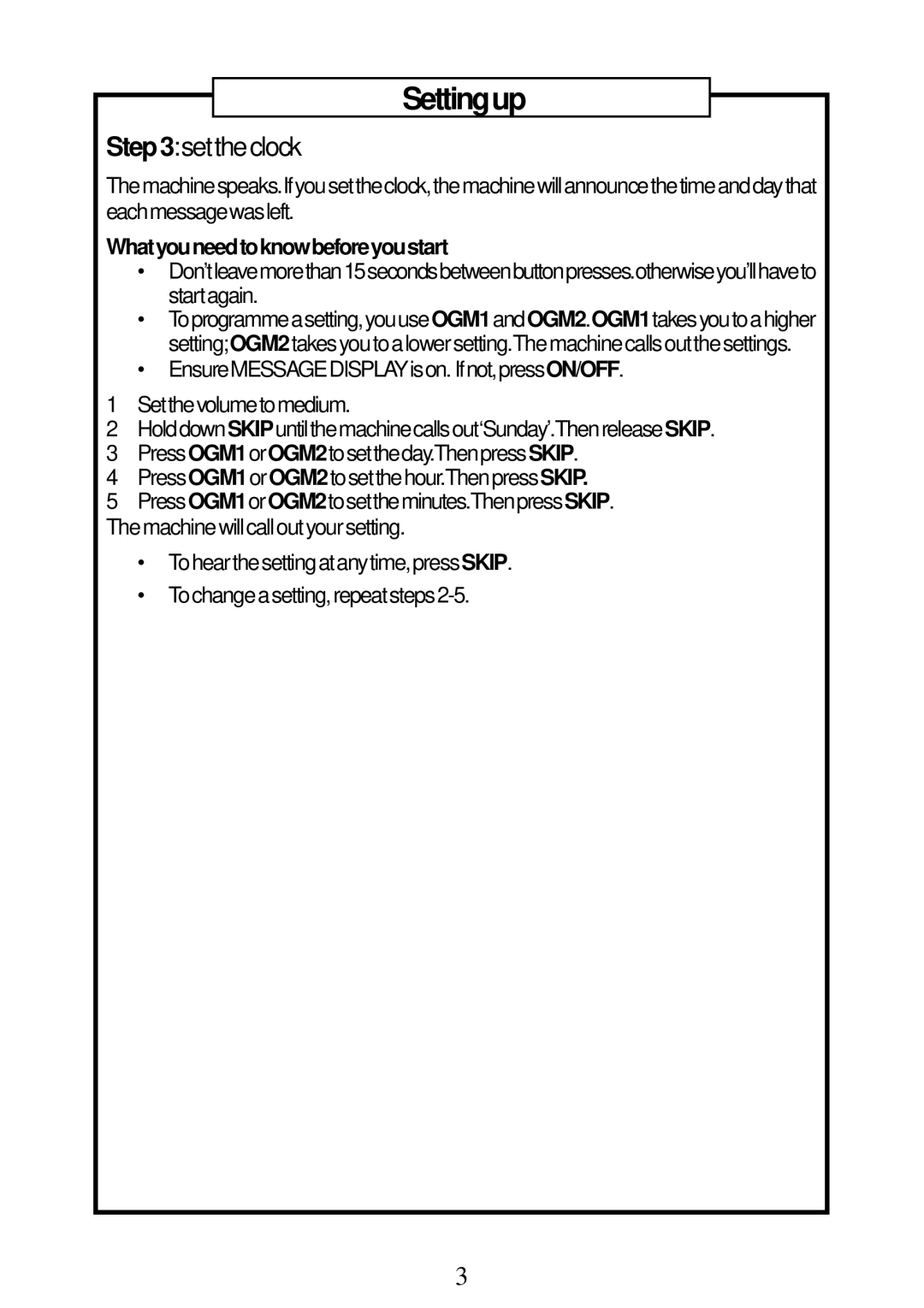 Geemarc RP7510 manual Settheclock, Whatyouneedtoknowbeforeyoustart 