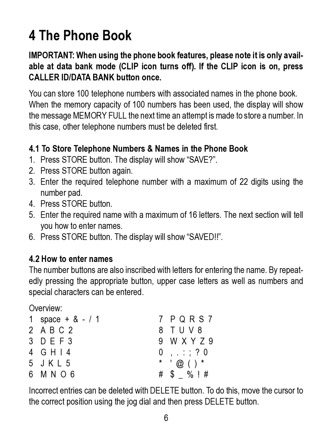 Geemarc TP38 manual To Store Telephone Numbers & Names in the Phone Book, How to enter names 