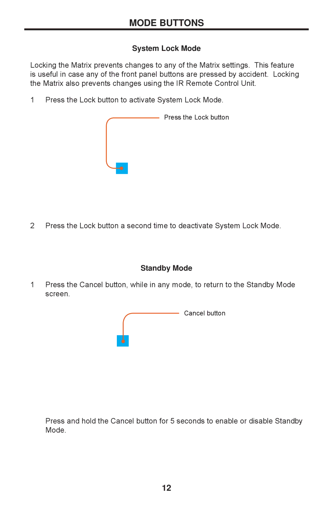 Gefen 1080P manual System Lock Mode, Standby Mode 