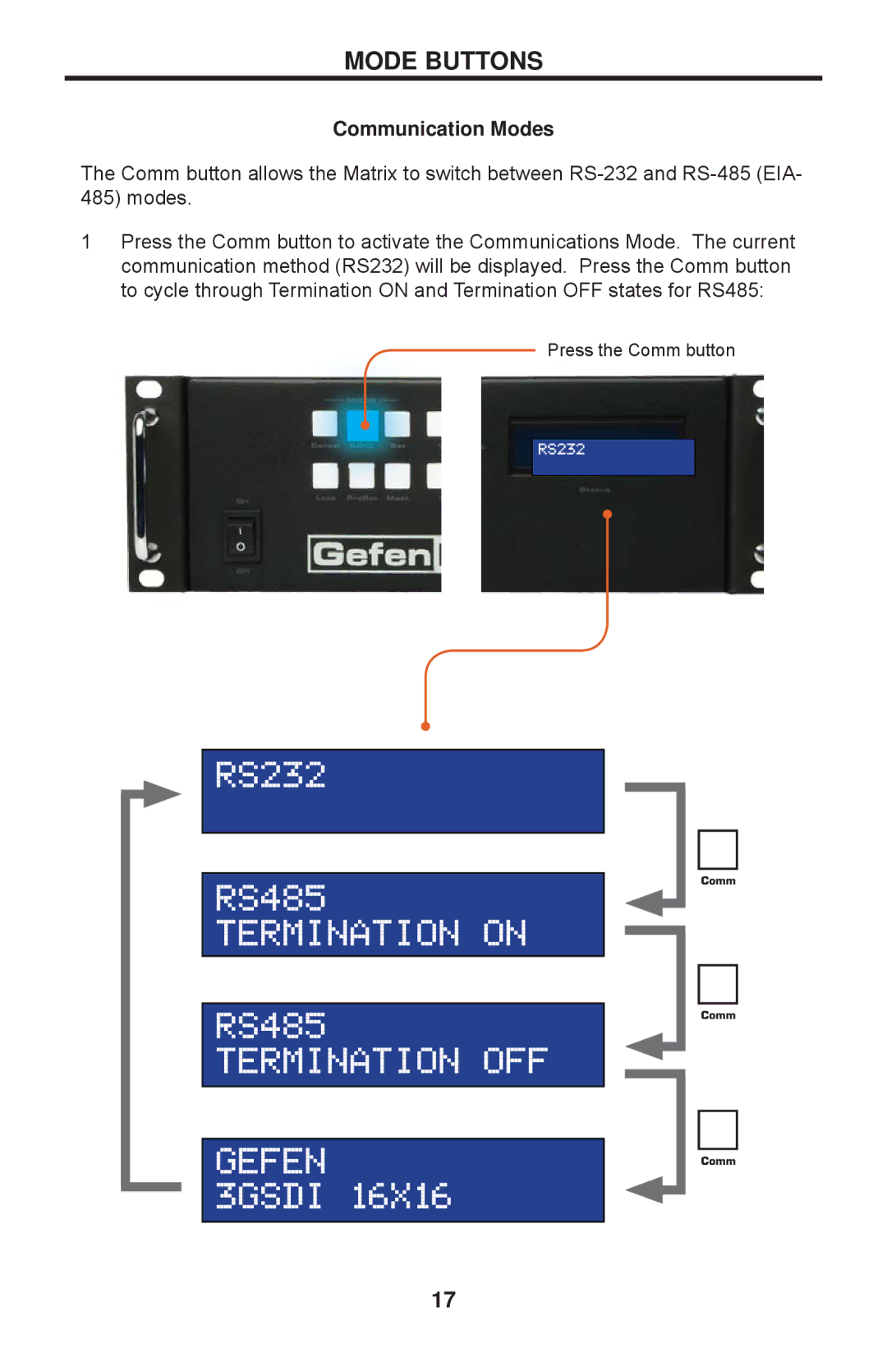 Gefen 1080P manual Communication Modes 