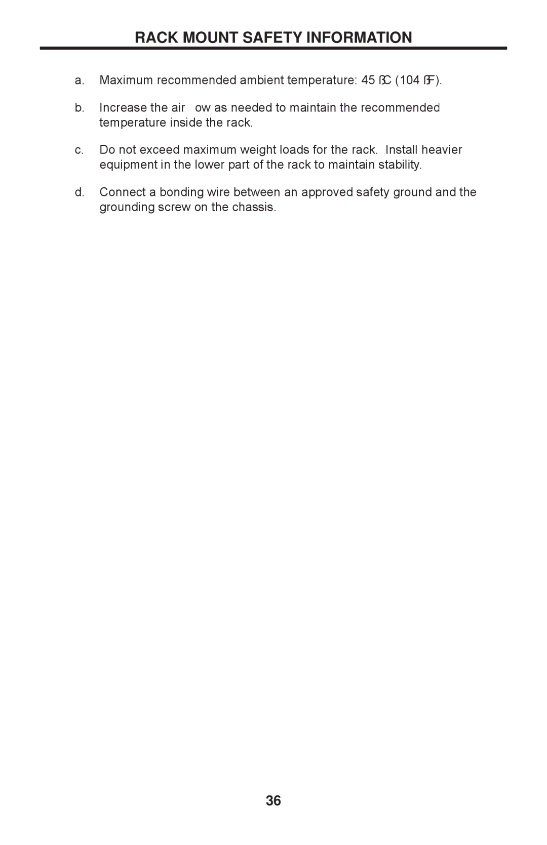 Gefen 1080P manual Rack Mount Safety Information 