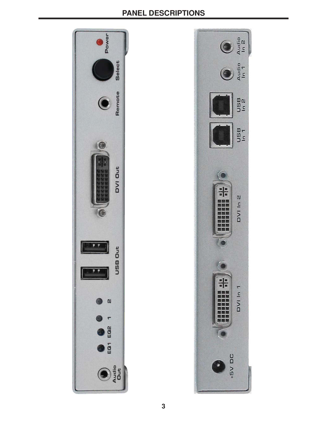 Gefen 2x1 DVI KVM Switcher user manual Panel Descriptions 