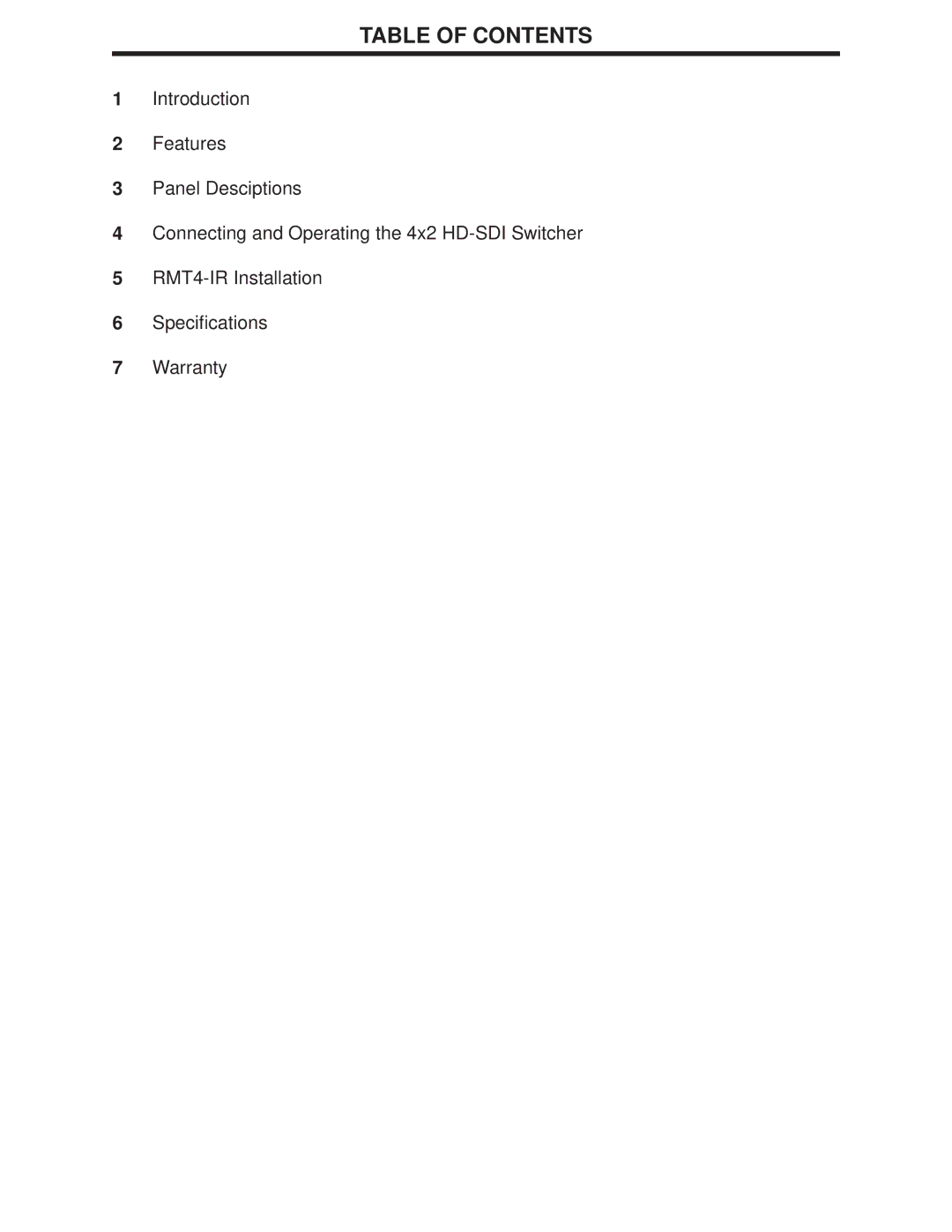 Gefen 4x2 HD-SDI user manual Table of Contents 