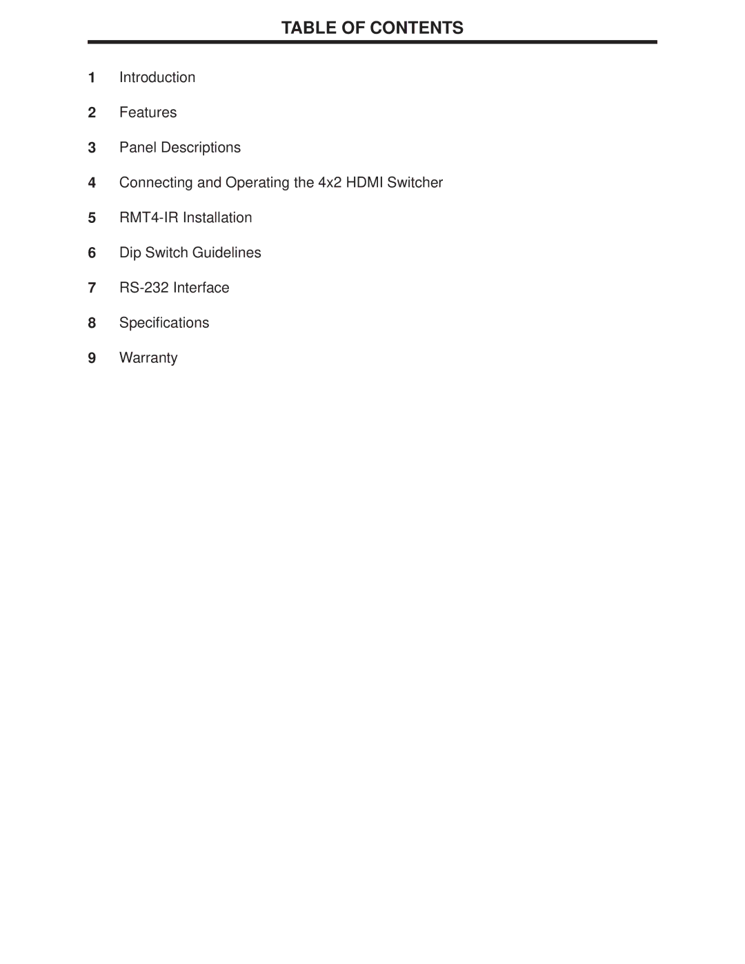 Gefen 4x2 HDMI user manual Table of Contents 