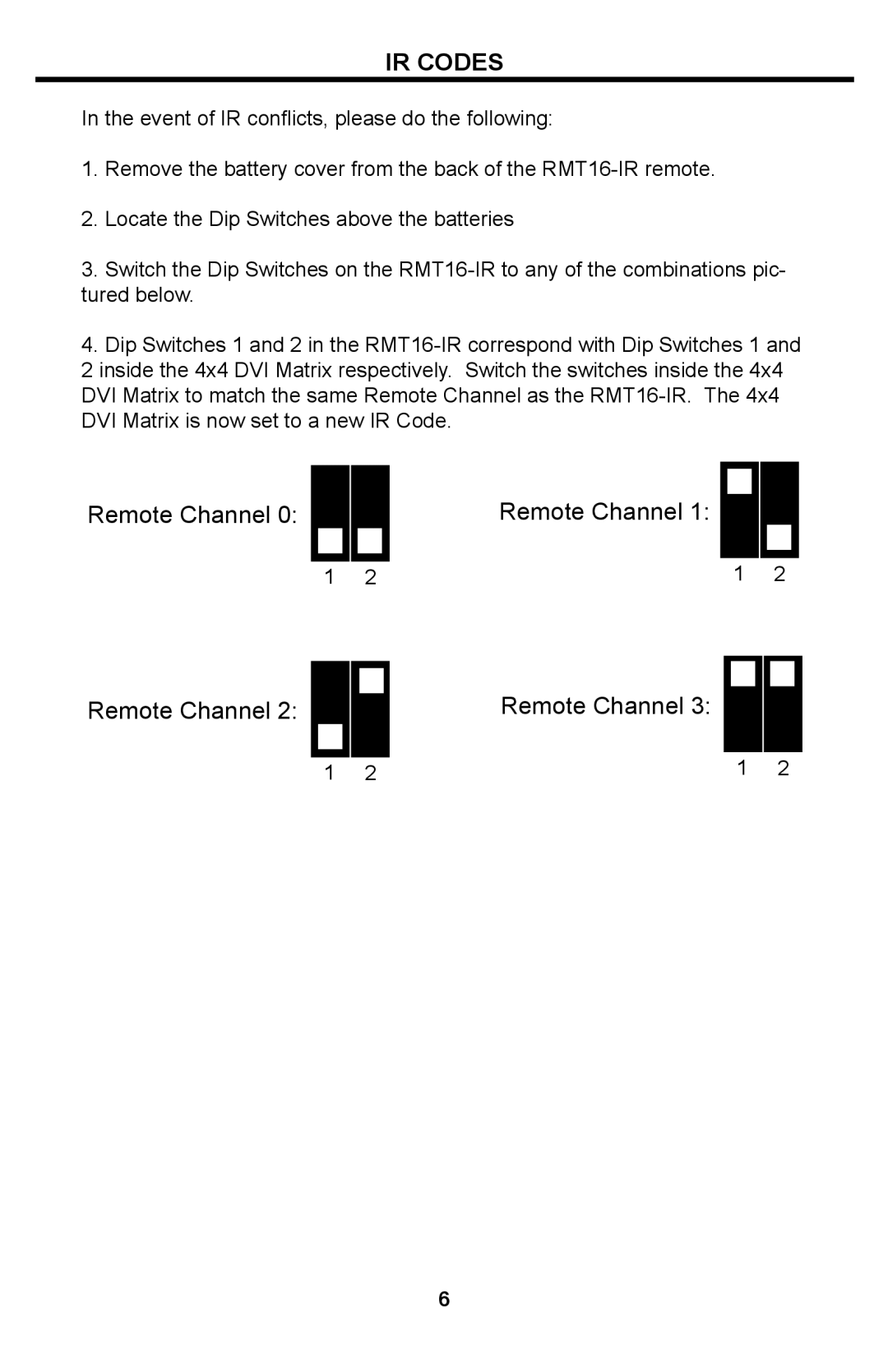 Gefen 4x4 DVI Matrix user manual IR Codes 