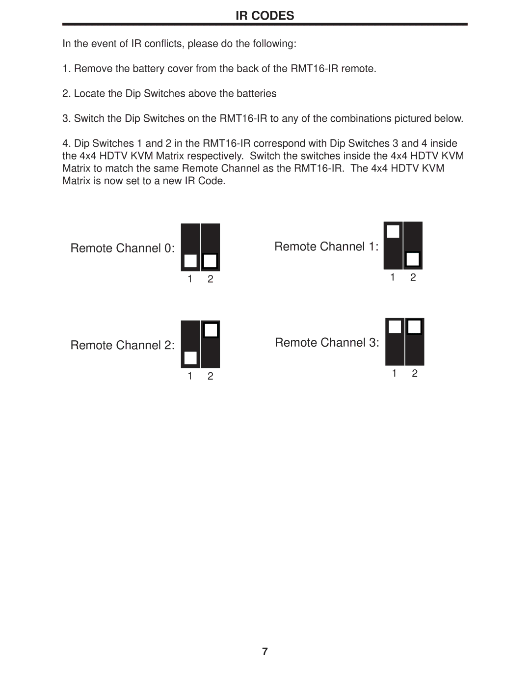 Gefen 4x4 HDTV KVM Matrix user manual IR Codes 