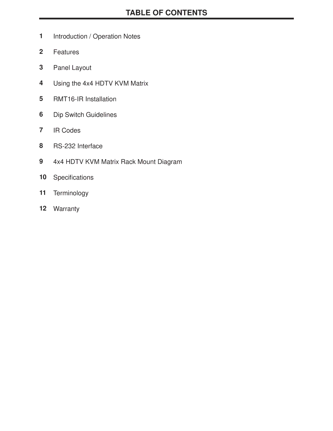 Gefen 4x4 HDTV KVM Matrix user manual Table of Contents 