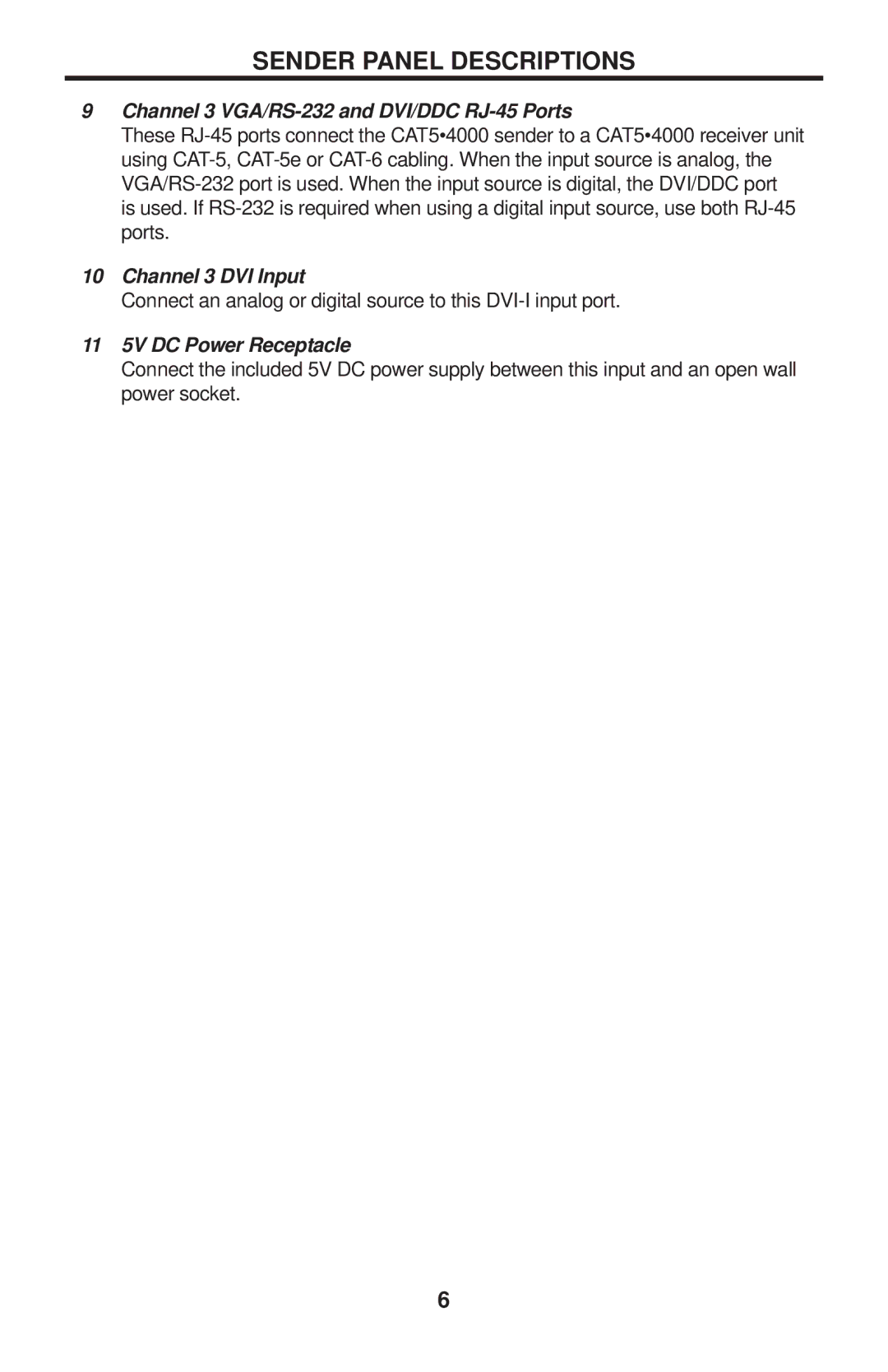 Gefen CAT-5 4000 user manual Channel 3 DVI Input 