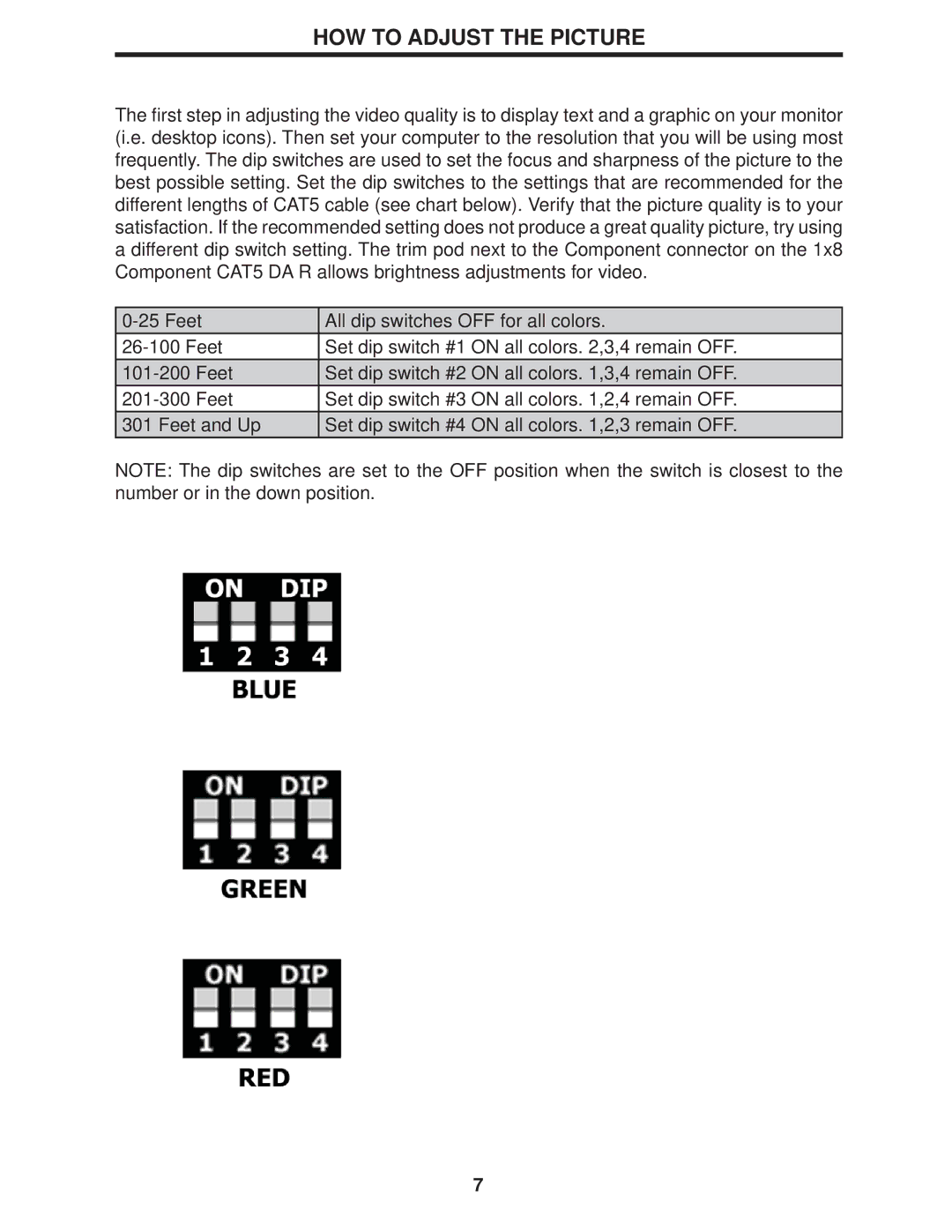 Gefen CAT-5 DA user manual HOW to Adjust the Picture 