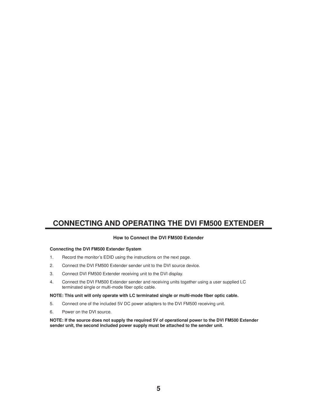 Gefen user manual Connecting and Operating the DVI FM500 Extender, How to Connect the DVI FM500 Extender 