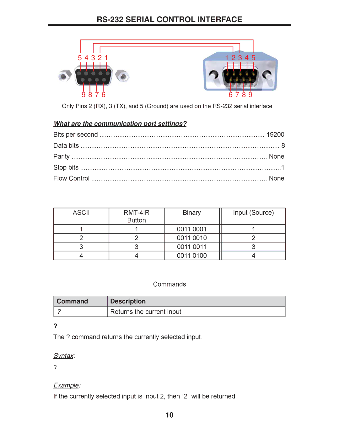 Gefen EXT-3GSDI-441 user manual RS-232 Serial Control Interface, Command Description 