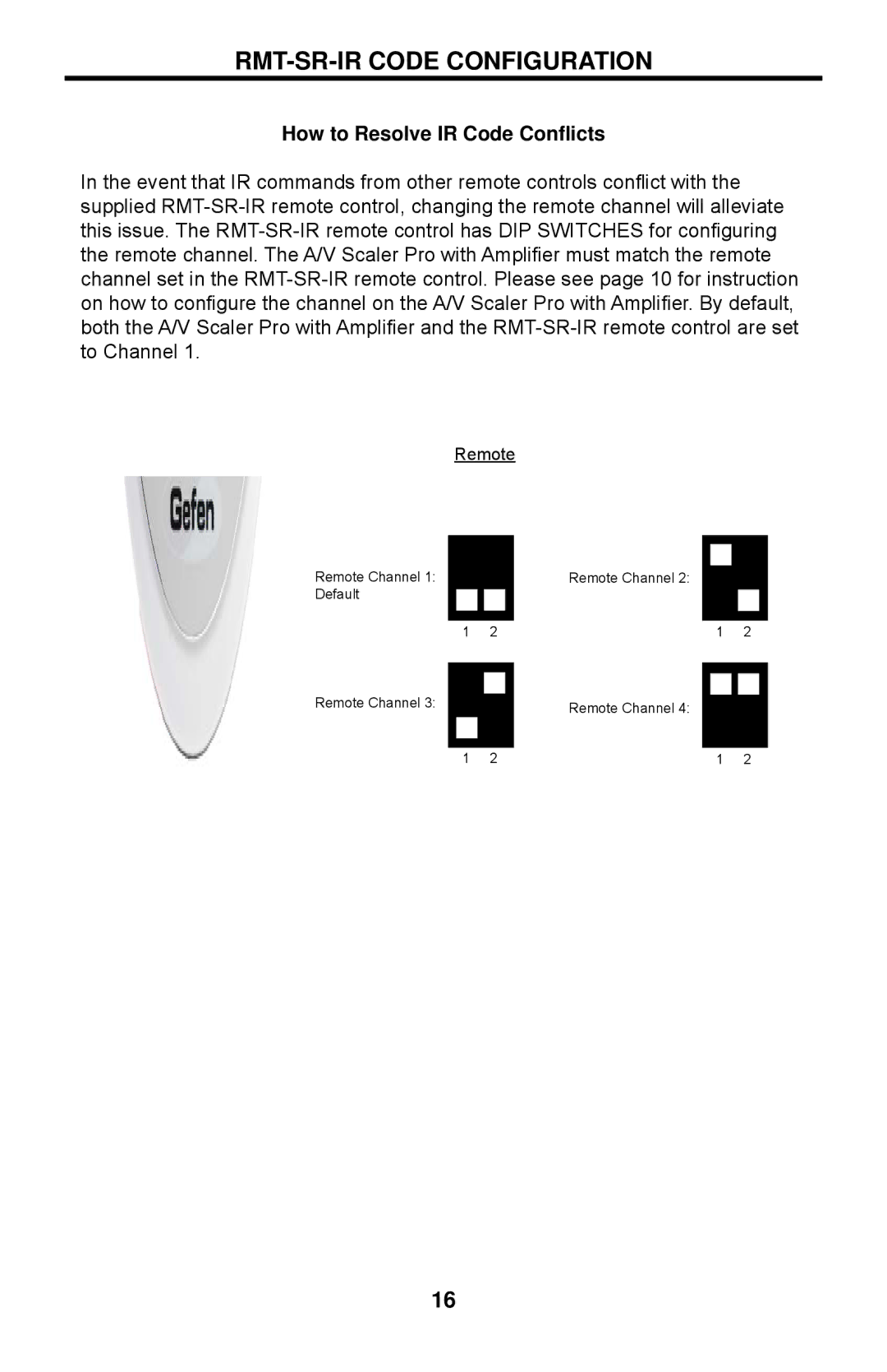 Gefen EXT-AVSCALER-PRO user manual RMT-SR-IR Code Configuration, How to Resolve IR Code Conﬂicts 