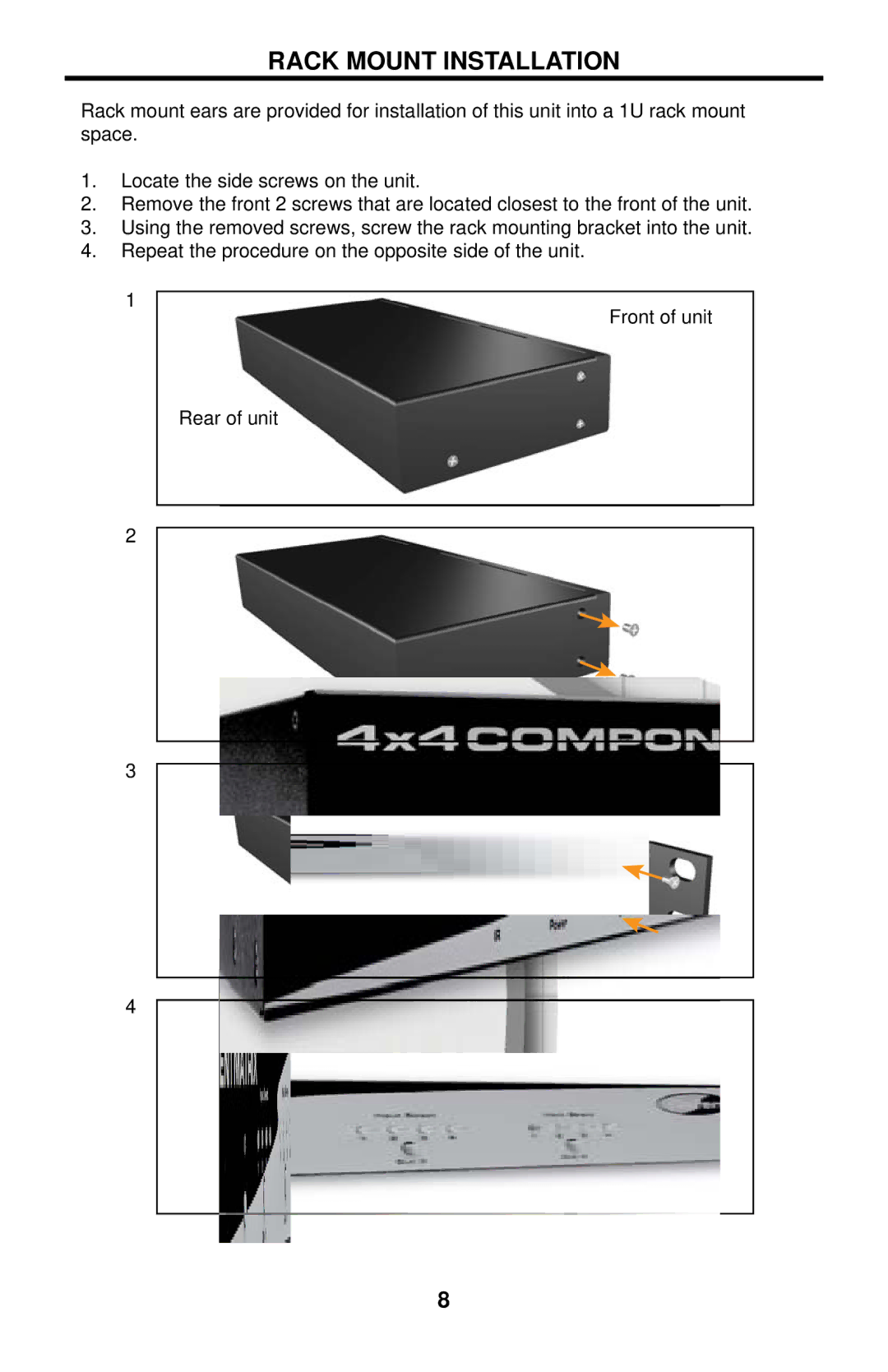 Gefen EXT-COMPAUD-44424 user manual Rack Mount Installation 