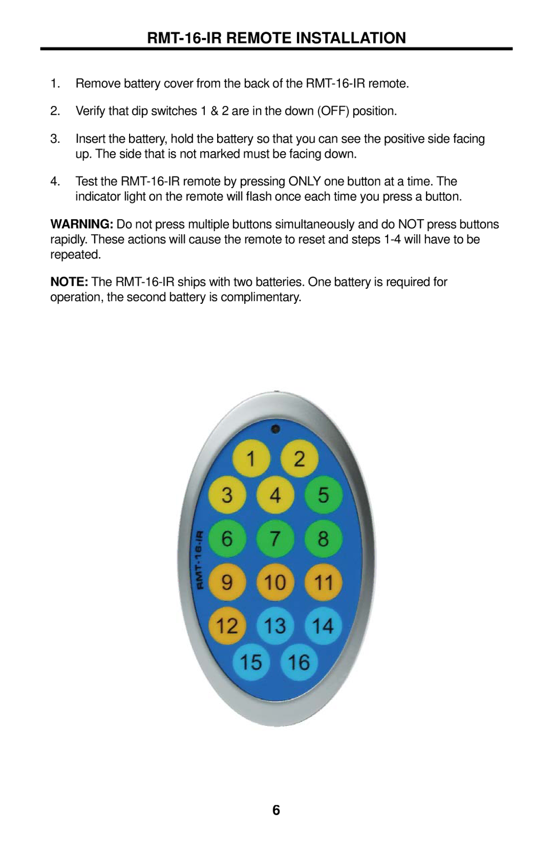 Gefen EXT-COMPAUD-44424 user manual RMT-16-IR Remote Installation 