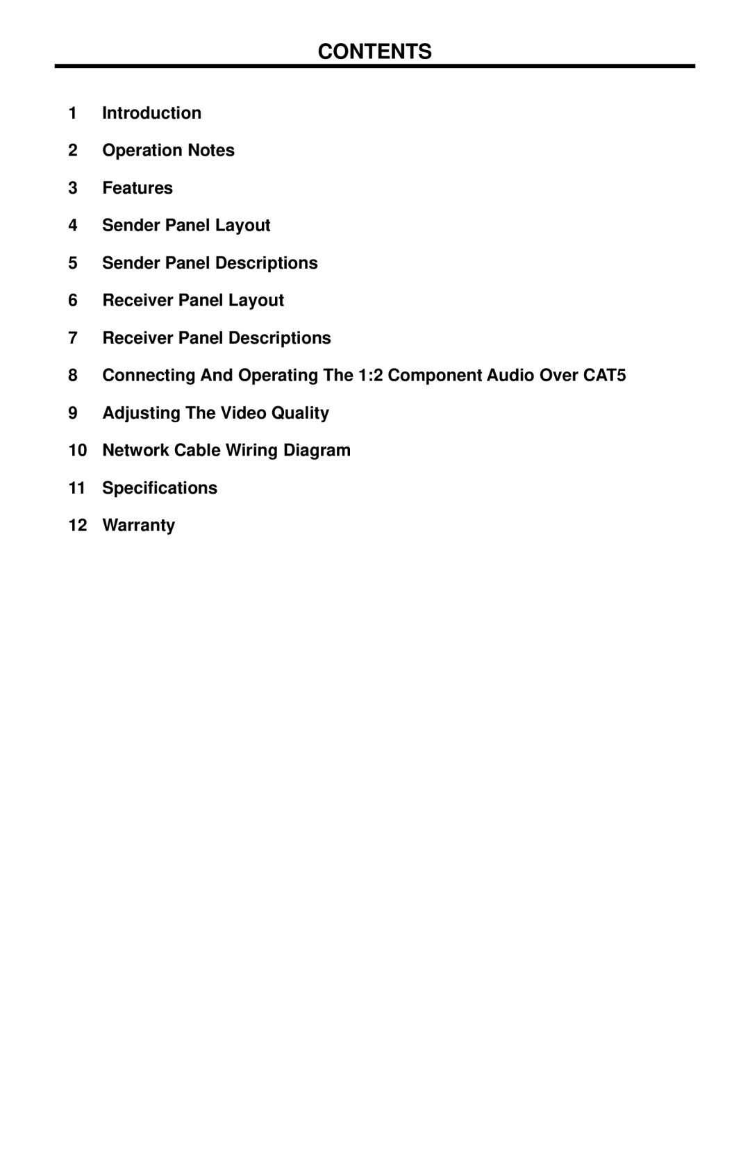 Gefen EXT-COMPAUD-CAT5-142 user manual Contents 