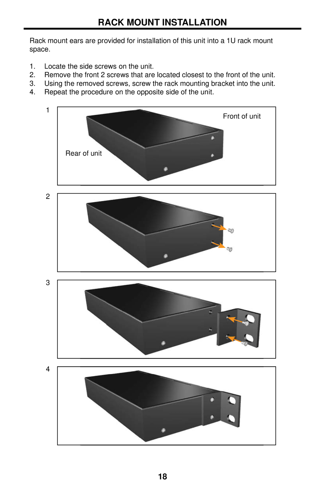 Gefen EXT-COMPAUD-CAT5-444 user manual Rack Mount Installation 