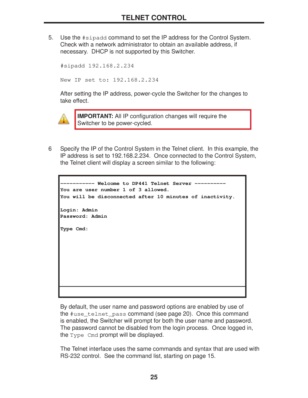 Gefen EXT-DP-441 manual #sipadd New IP set to 