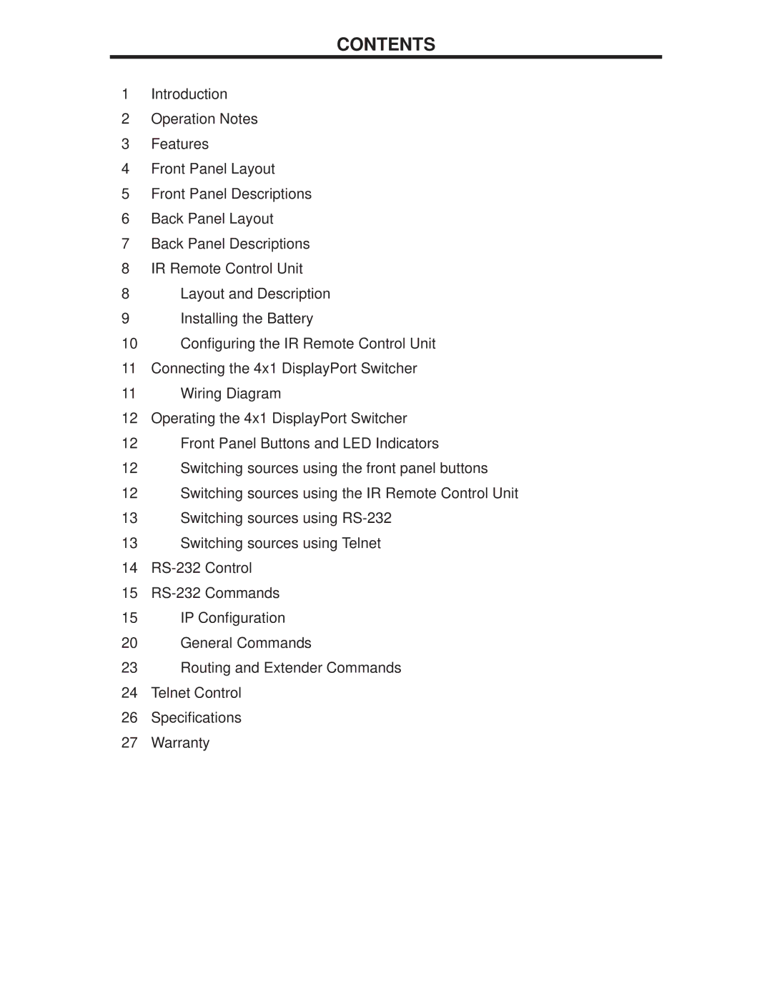 Gefen EXT-DP-441 manual Contents 