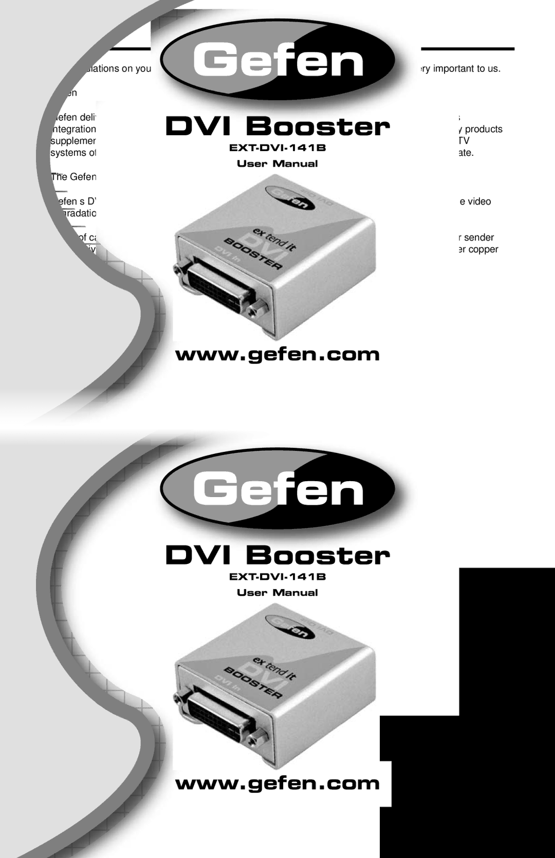 Gefen EXT-DVI-141B user manual Introduction, Gefen DVI Booster, How It Works 