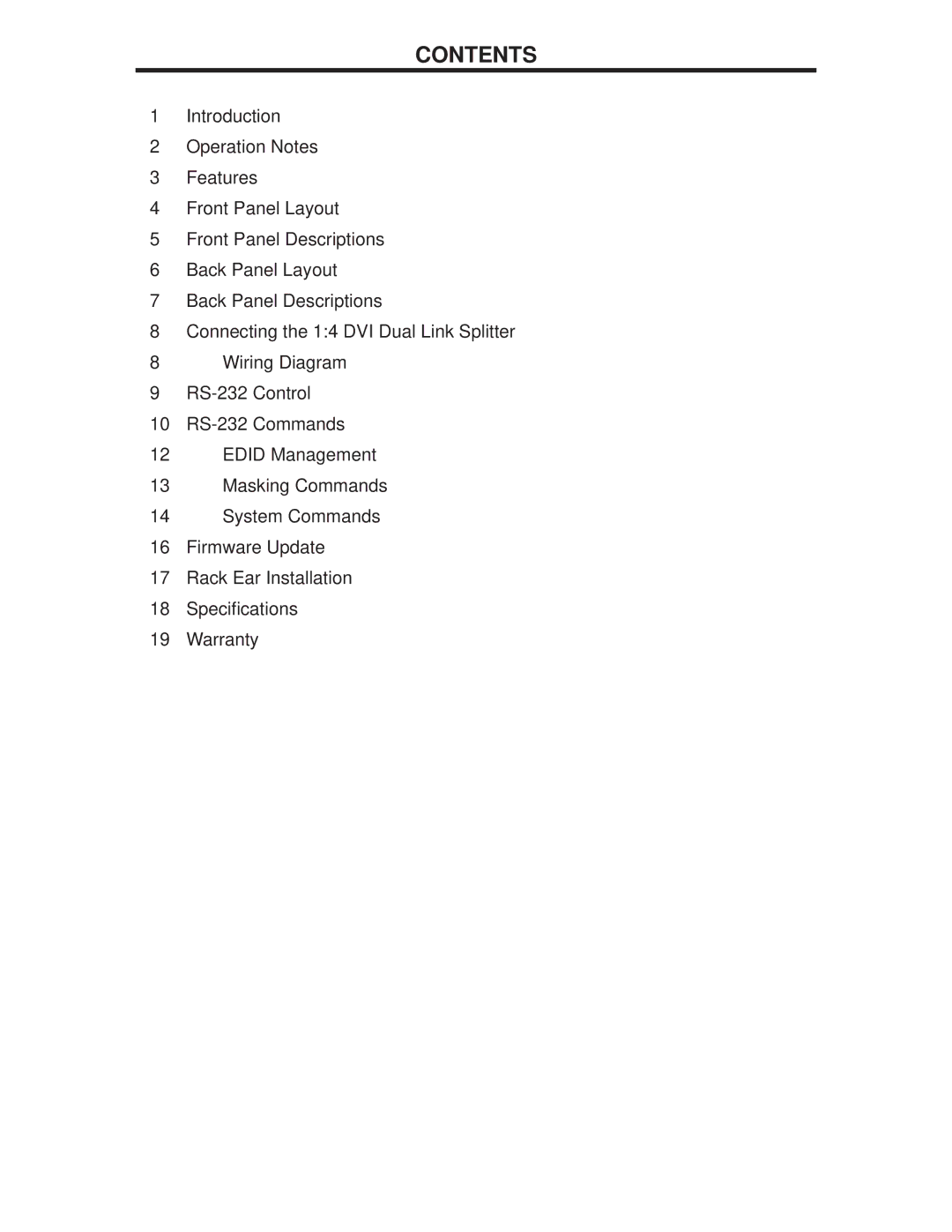 Gefen EXT-DVI-144DL user manual Contents 