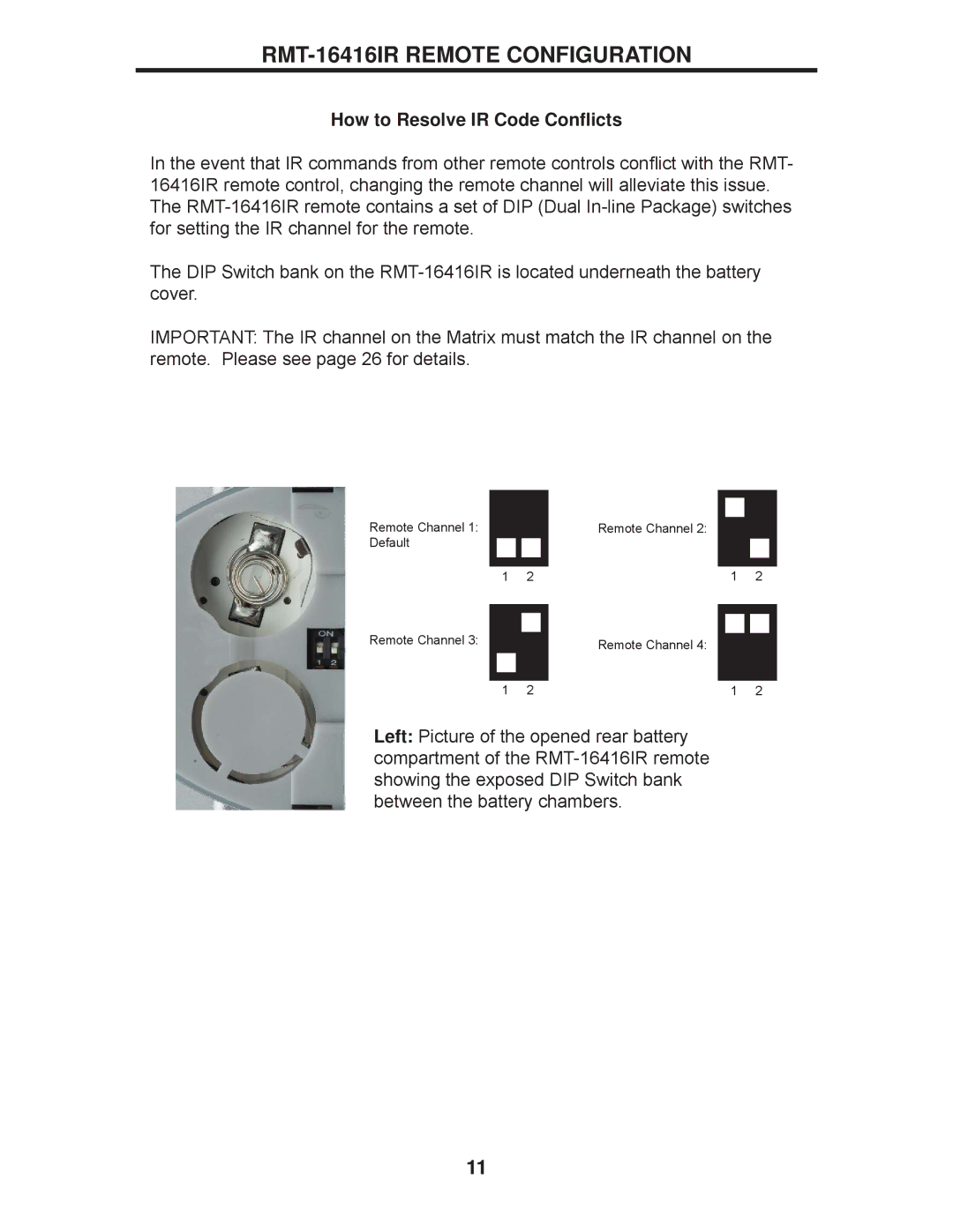 Gefen EXT-DVI-16416 manual RMT-16416IR Remote Configuration, How to Resolve IR Code Conﬂicts 