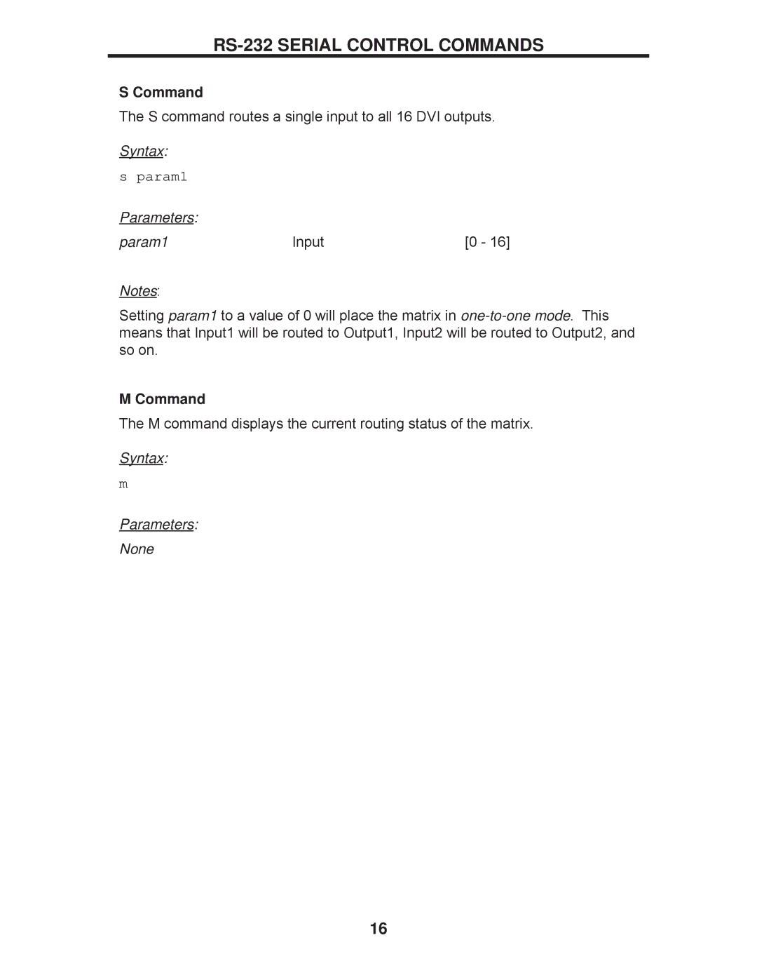 Gefen EXT-DVI-16416 manual Parameters Param1 Input 