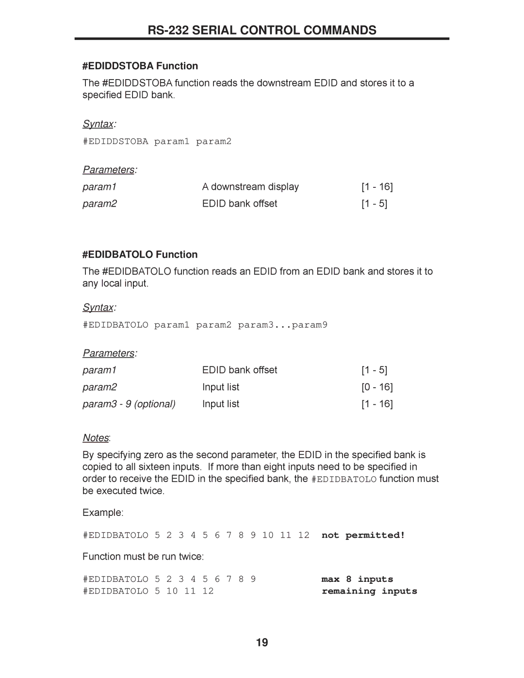 Gefen EXT-DVI-16416 manual #EDIDDSTOBA Function, #EDIDBATOLO Function 