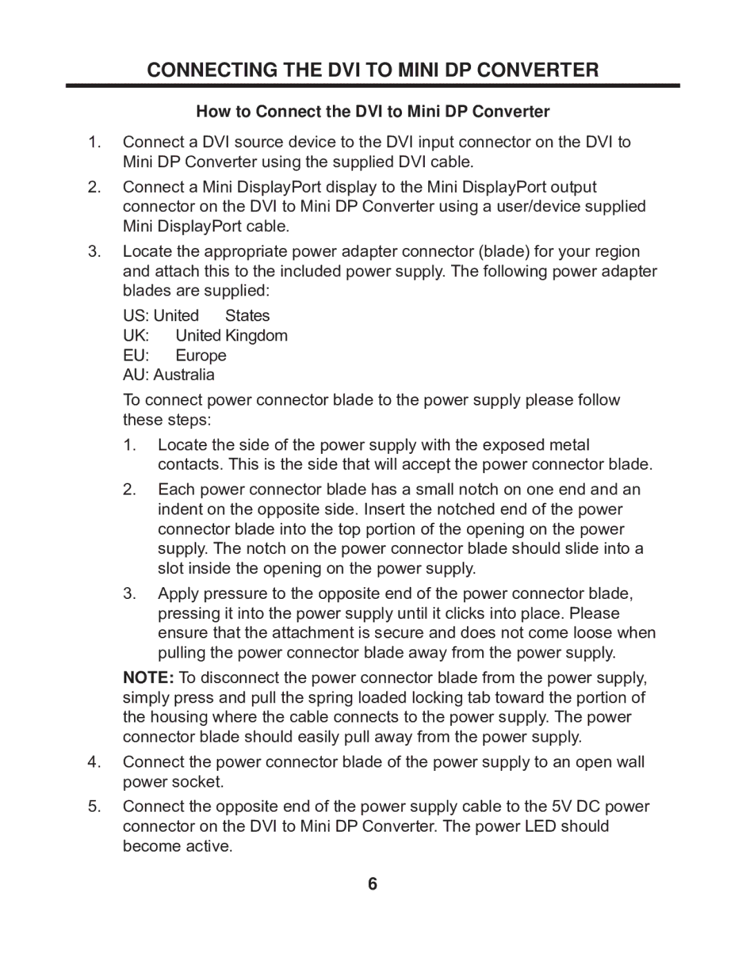 Gefen EXT-DVI-2-MDP user manual Connecting the DVI to Mini DP Converter, How to Connect the DVI to Mini DP Converter 