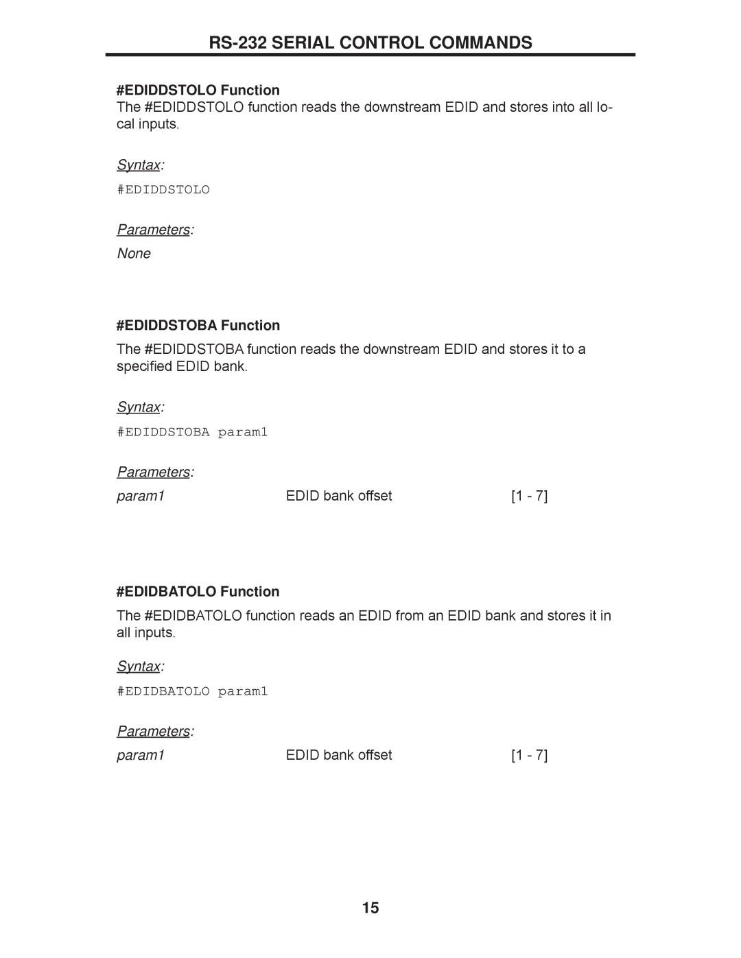 Gefen EXT-DVI-441DL user manual #EDIDDSTOLO Function, #EDIDDSTOBA Function, #EDIDBATOLO Function 