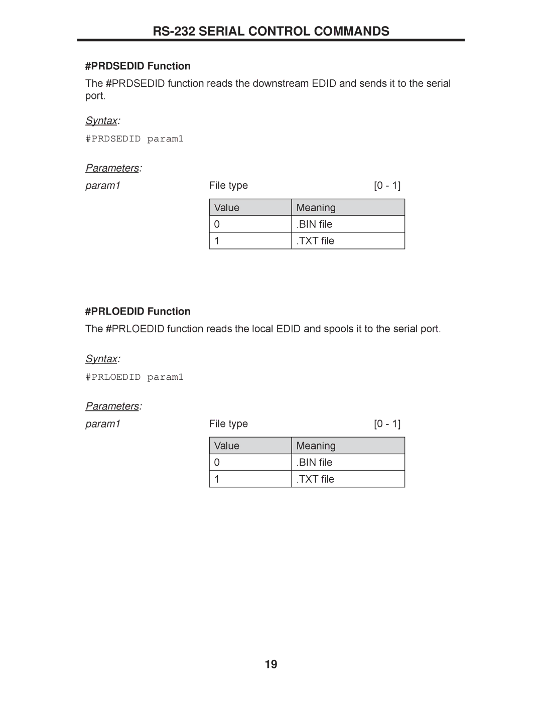 Gefen EXT-DVI-441DL user manual #PRDSEDID Function, #PRLOEDID Function 