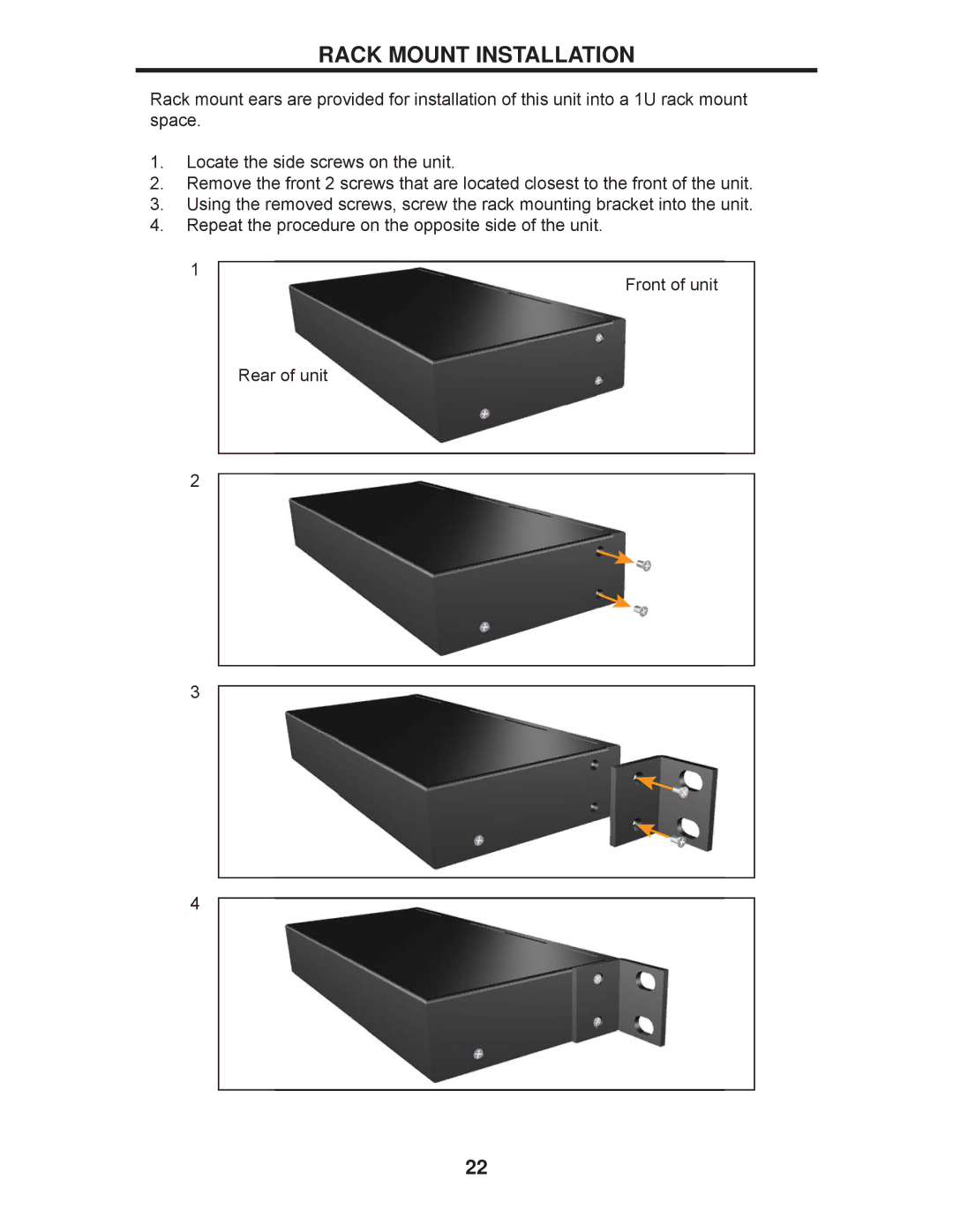 Gefen EXT-DVI-441DL user manual Rack Mount Installation 