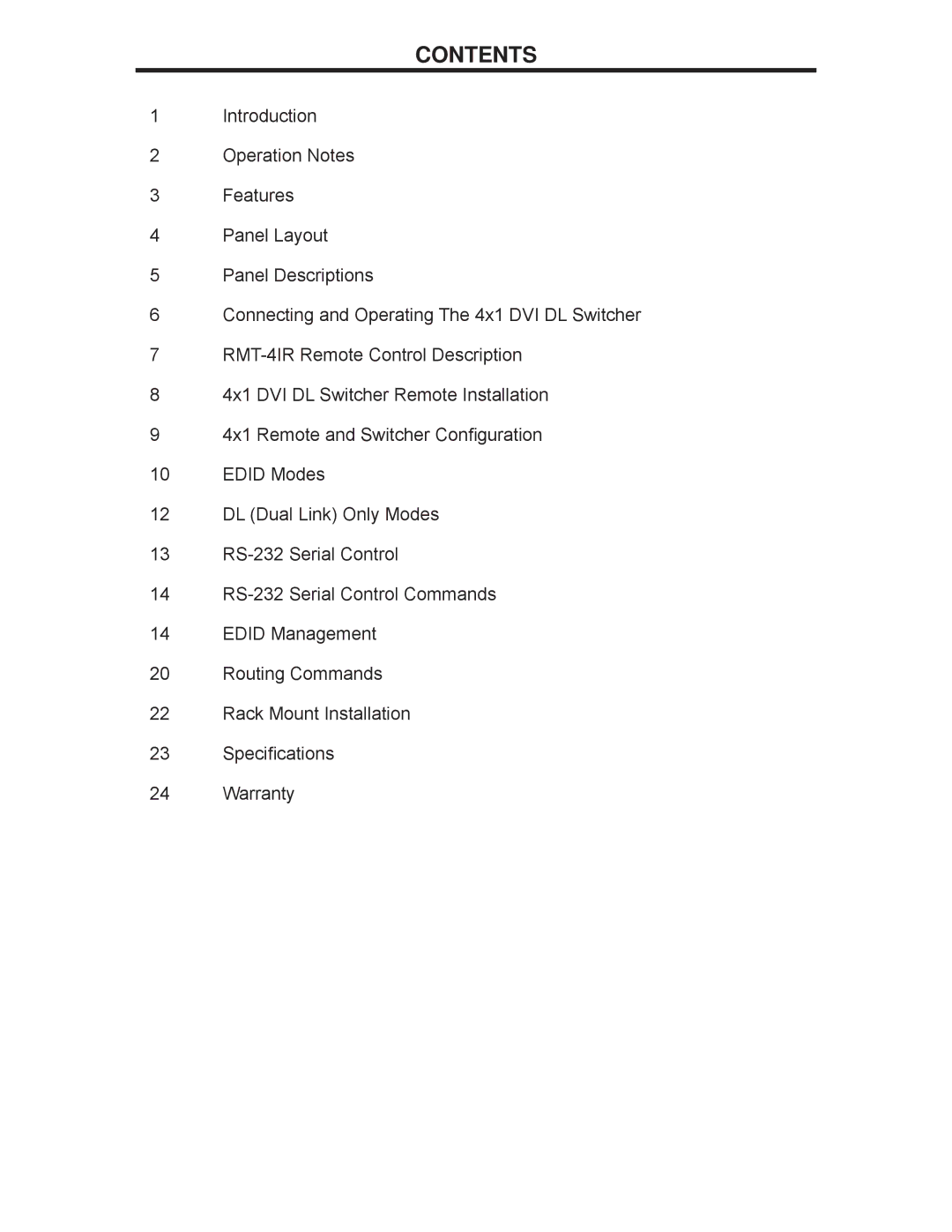 Gefen EXT-DVI-441DL user manual Contents 