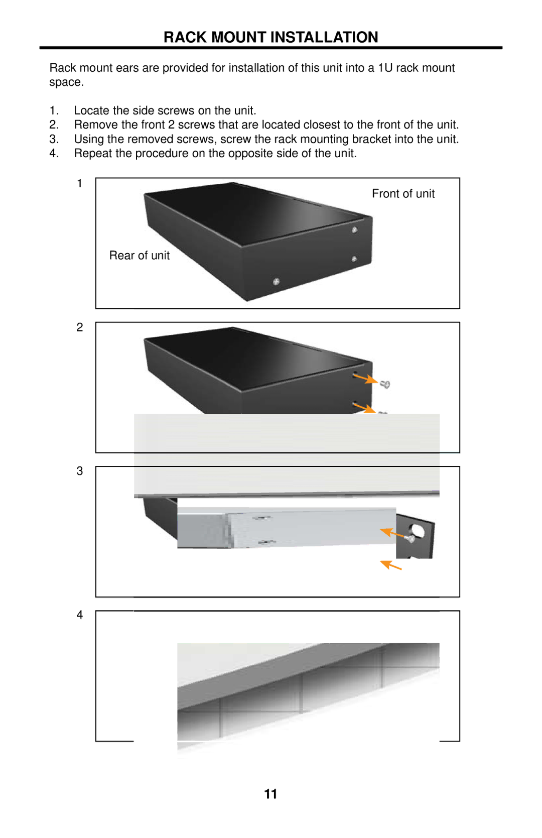 Gefen EXT-DVI-841DL user manual Rack Mount Installation 